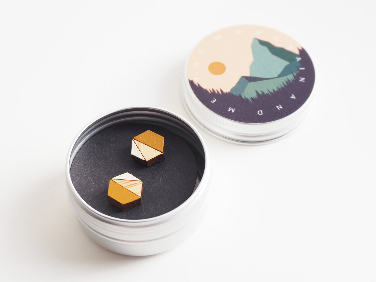 Geometric Stud Earrings – Mustard Yellow and White