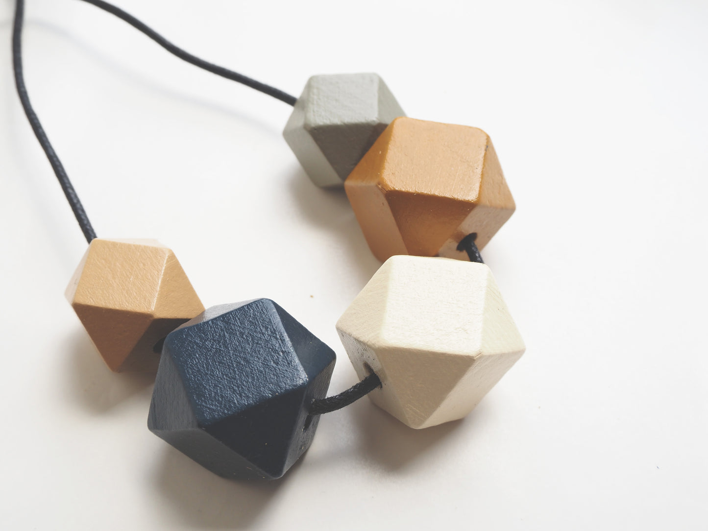 Chunky Geometric Wooden Bead Necklace
