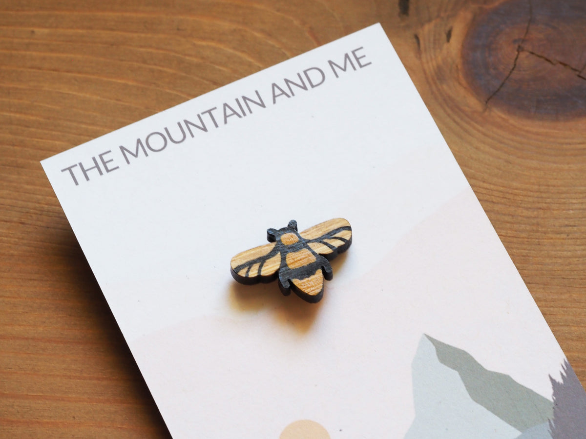 Mini Bee Pin Badge – Hand-Painted Bamboo Bee Gift