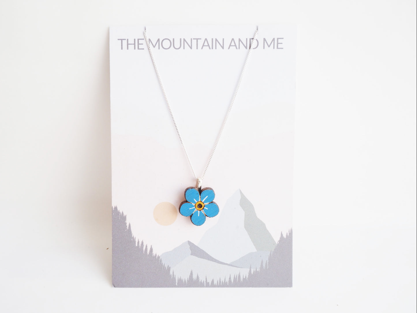 Forget Me Not Necklace – Sterling Silver Chain & Bamboo Pendant