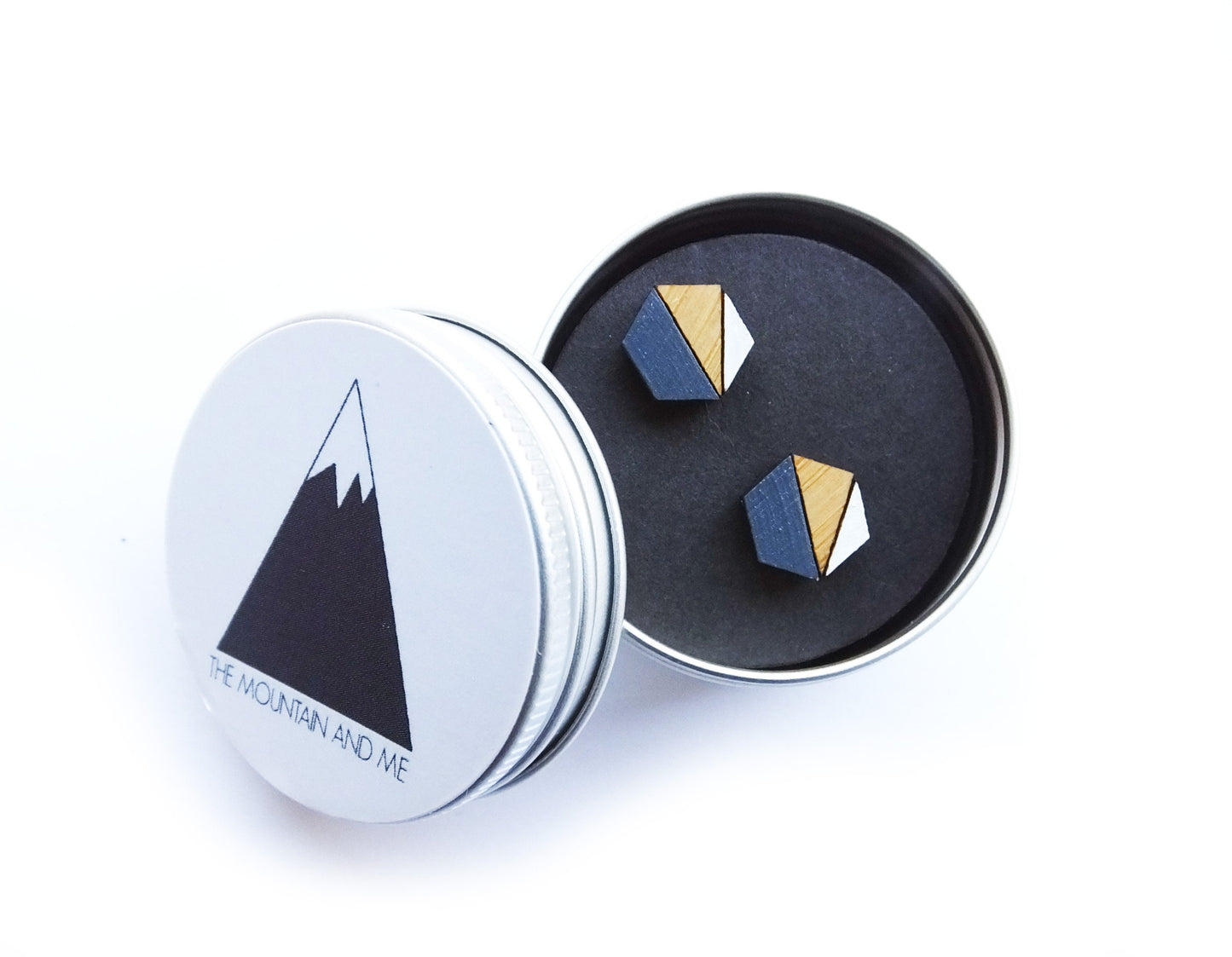 Hexagon Earrings, Geometric Earrings, Hexagon Jewellery, Geometric Stud Earrings, Grey and White, Geometric Earrings, Gift For Her