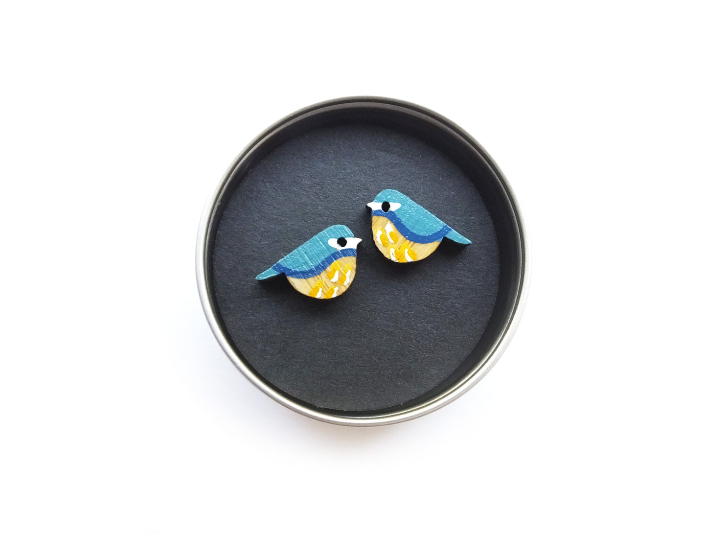 Blue Tit Earrings, Bird Earrings, Wooden Earrings, Wooden Jewellery, Bird Gifts For Her, Garden Birds, UK Birds