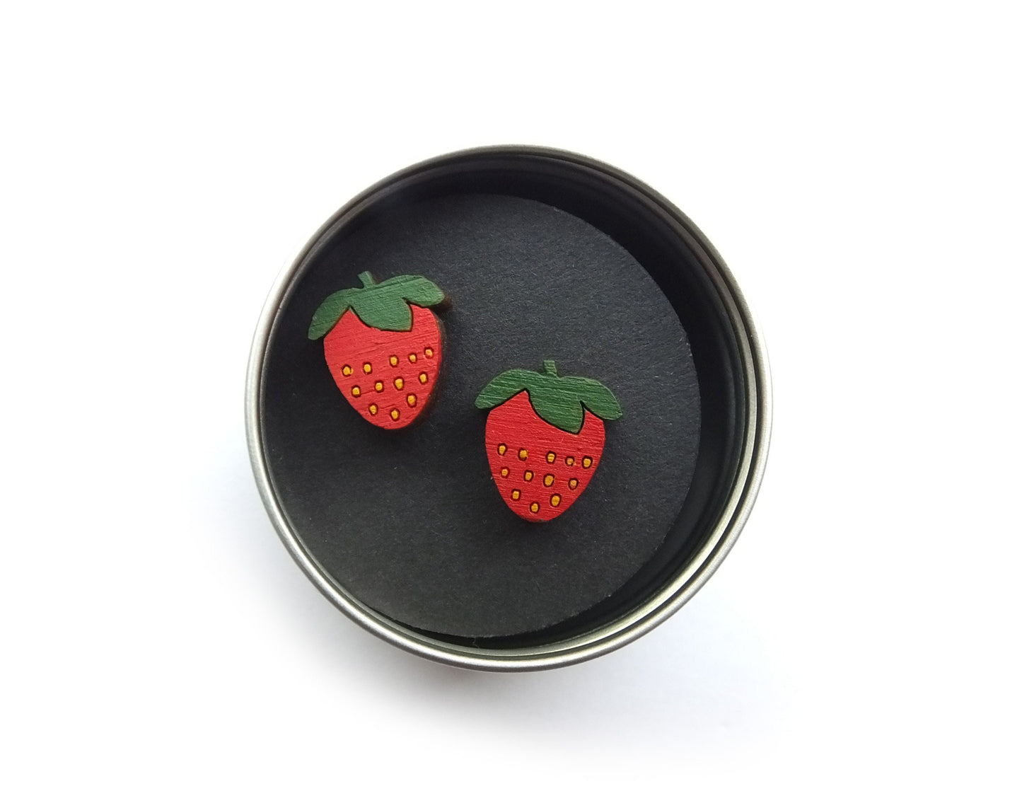 Strawberry Stud Earrings – Wooden Summer Fruit Jewellery | Eco-Friendly