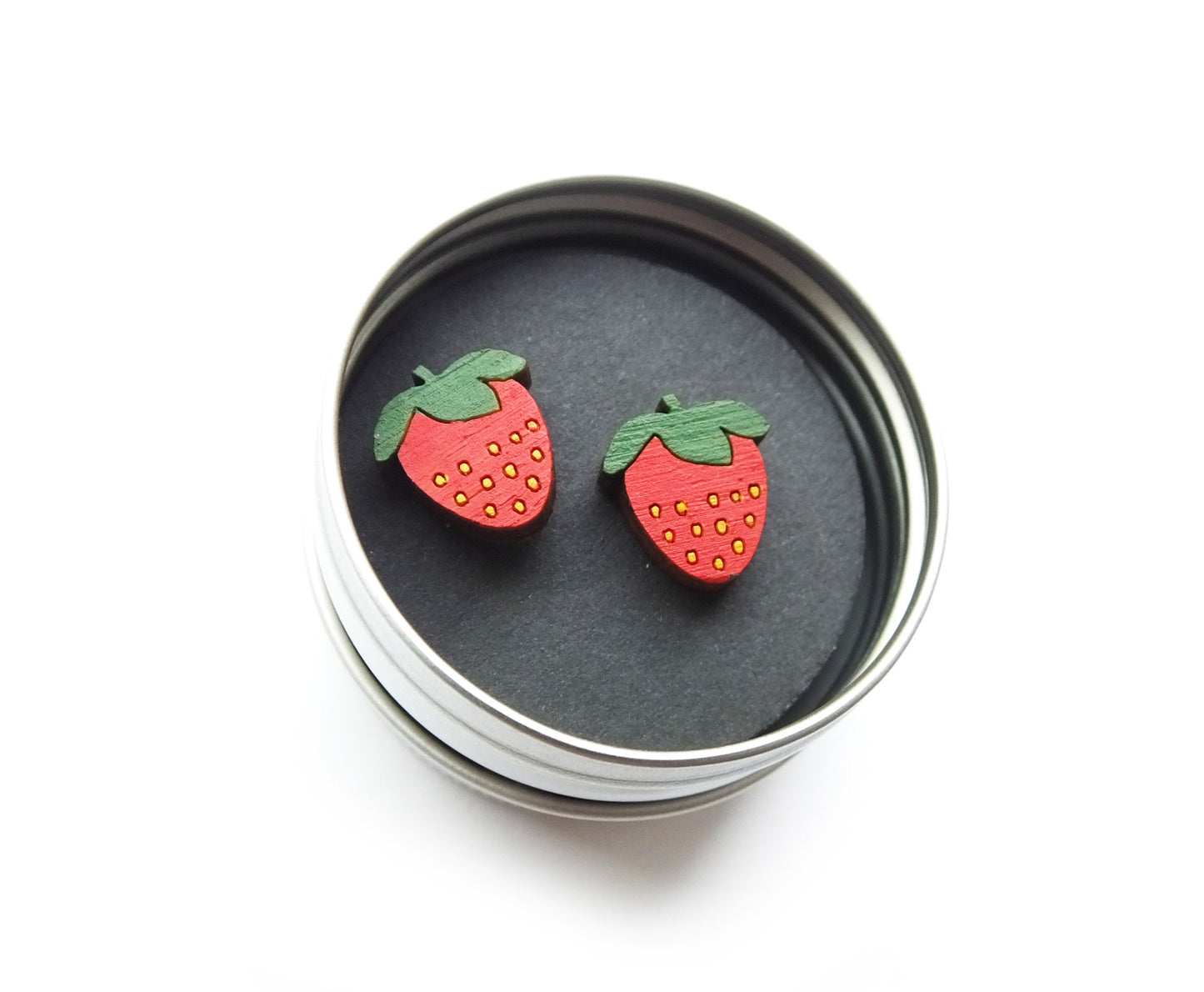 Strawberry Stud Earrings – Wooden Summer Fruit Jewellery | Eco-Friendly