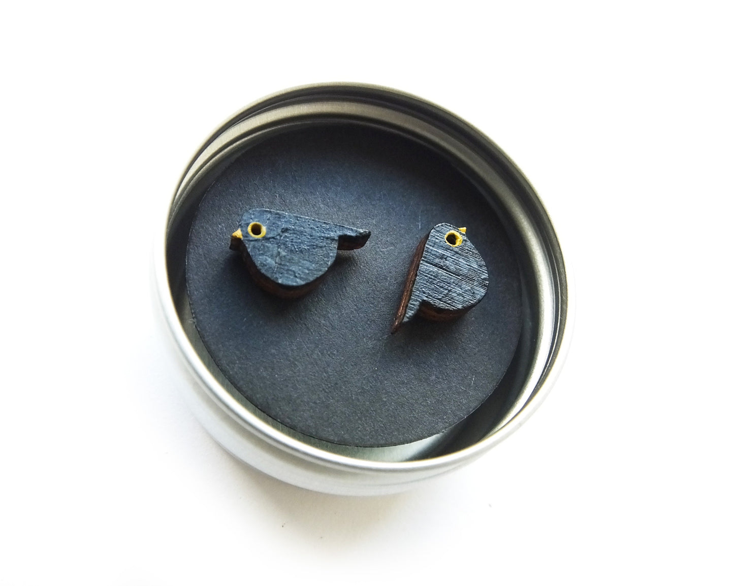 Blackbird Earrings, Bird Studs, Wooden Earrings, Wooden Jewellery, Bird Gifts For Her, Uk Garden Birds
