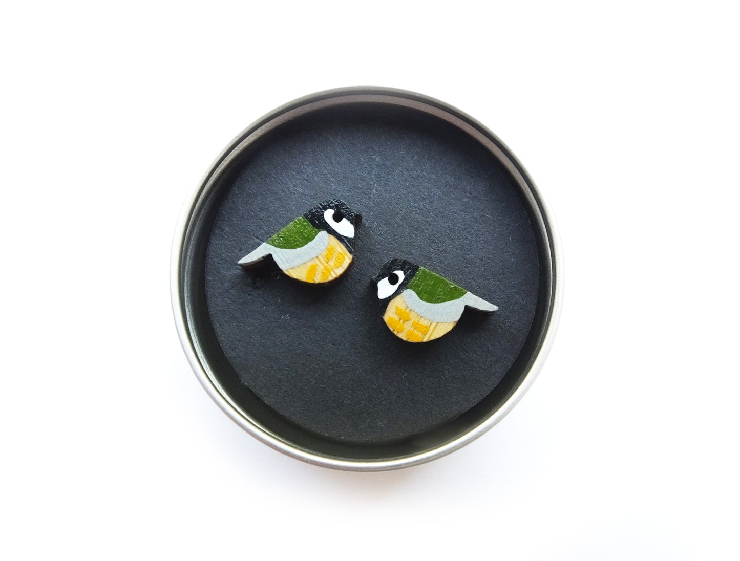 Great Tit Earrings, Bird Earrings, Wooden Earrings, Wooden Jewellery, Bird Gifts For Her, Garden Birds, UK Birds