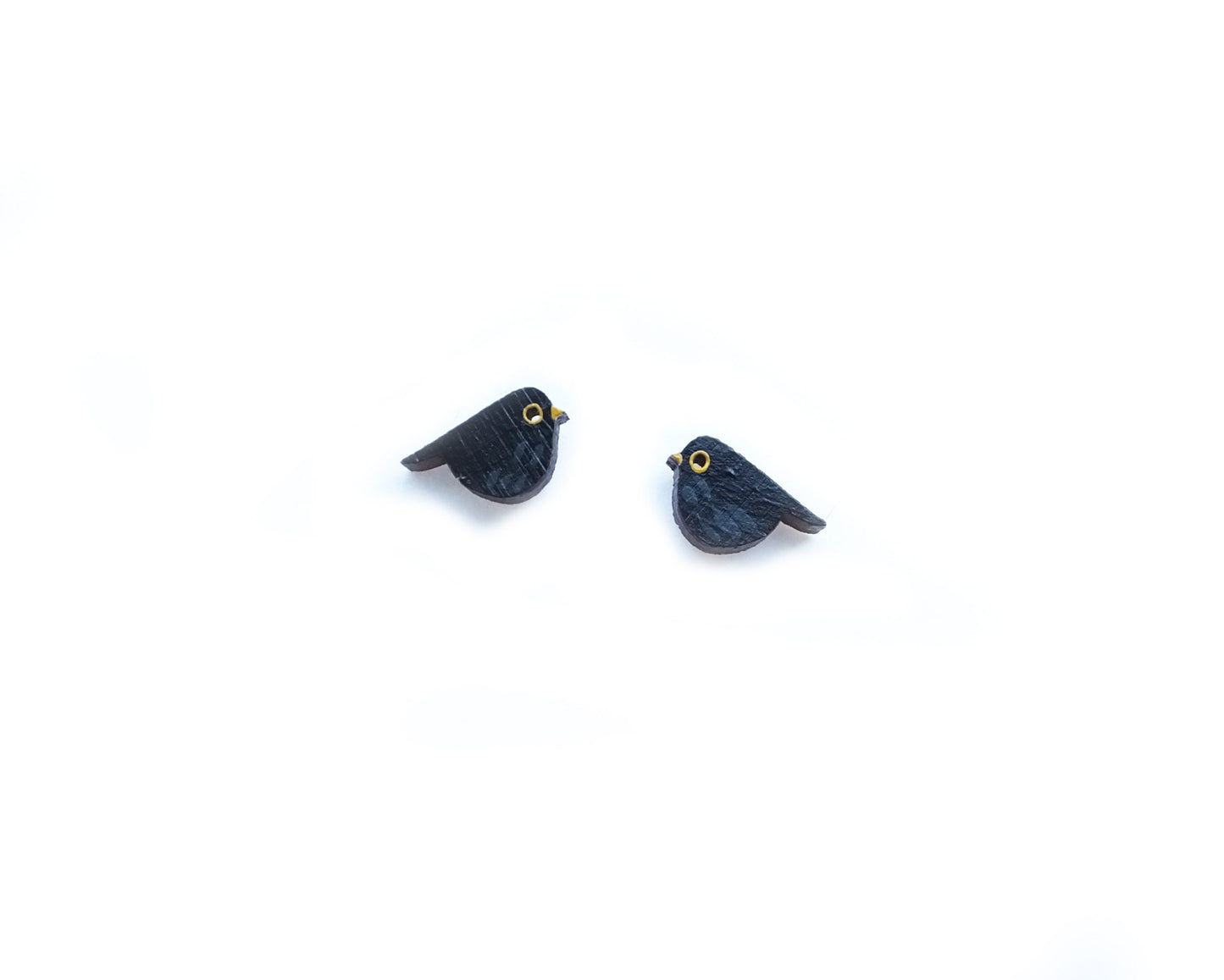 Blackbird Earrings, Bird Studs, Wooden Earrings, Wooden Jewellery, Bird Gifts For Her, Uk Garden Birds