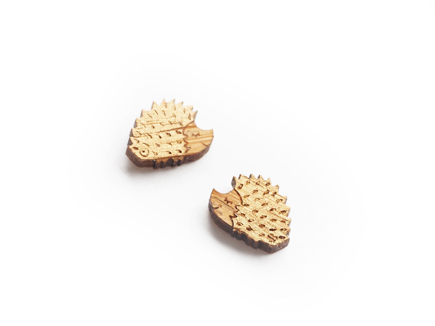 Hedgehog Earrings - Studs, Hedgehog Jewellery, Stud Earrings, Wooden Hedgehogs Earrings