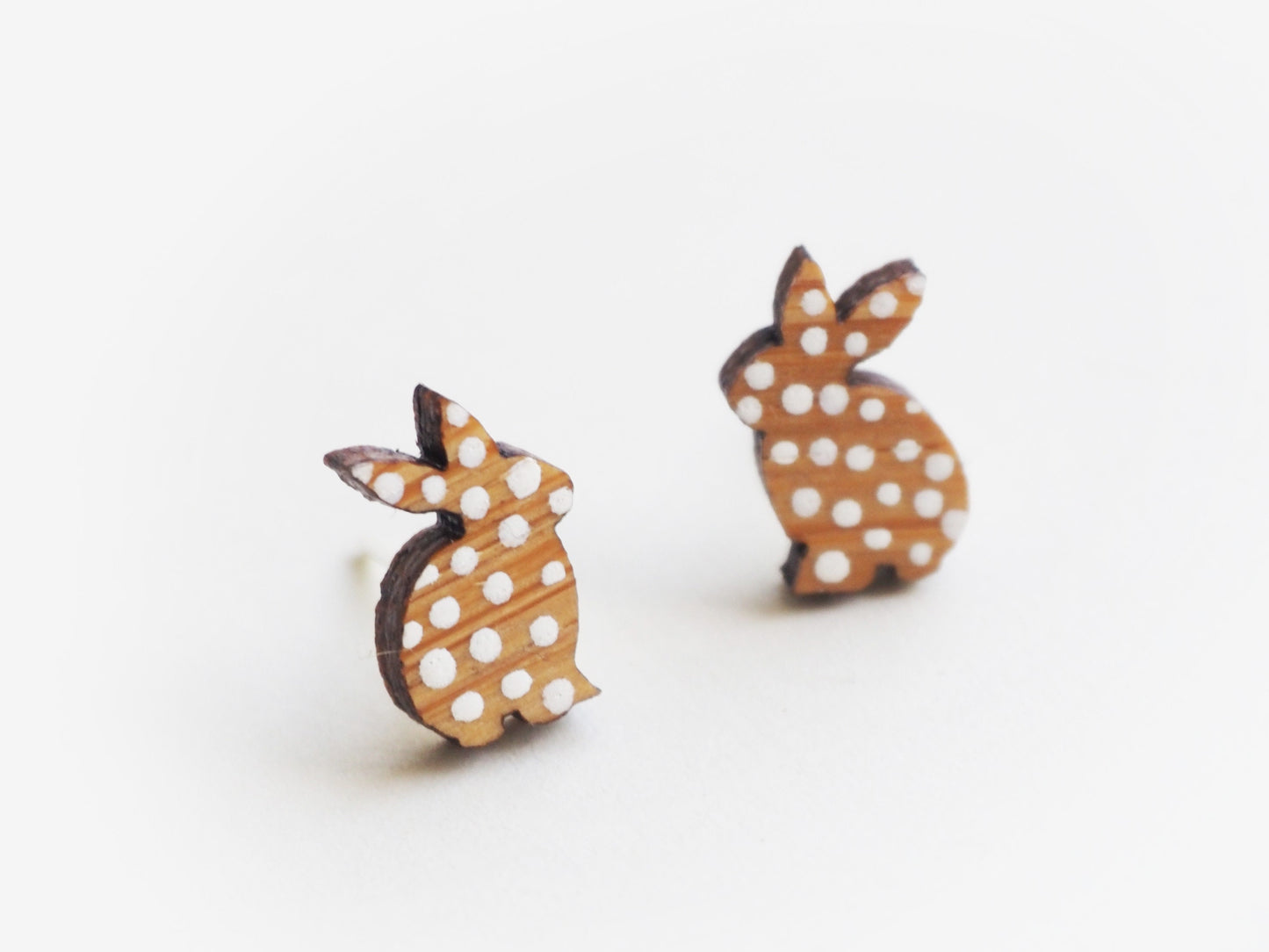 Wooden Rabbit Stud Earrings, Eco Friendly Gifts, Woodland Animals, Easter Gifts