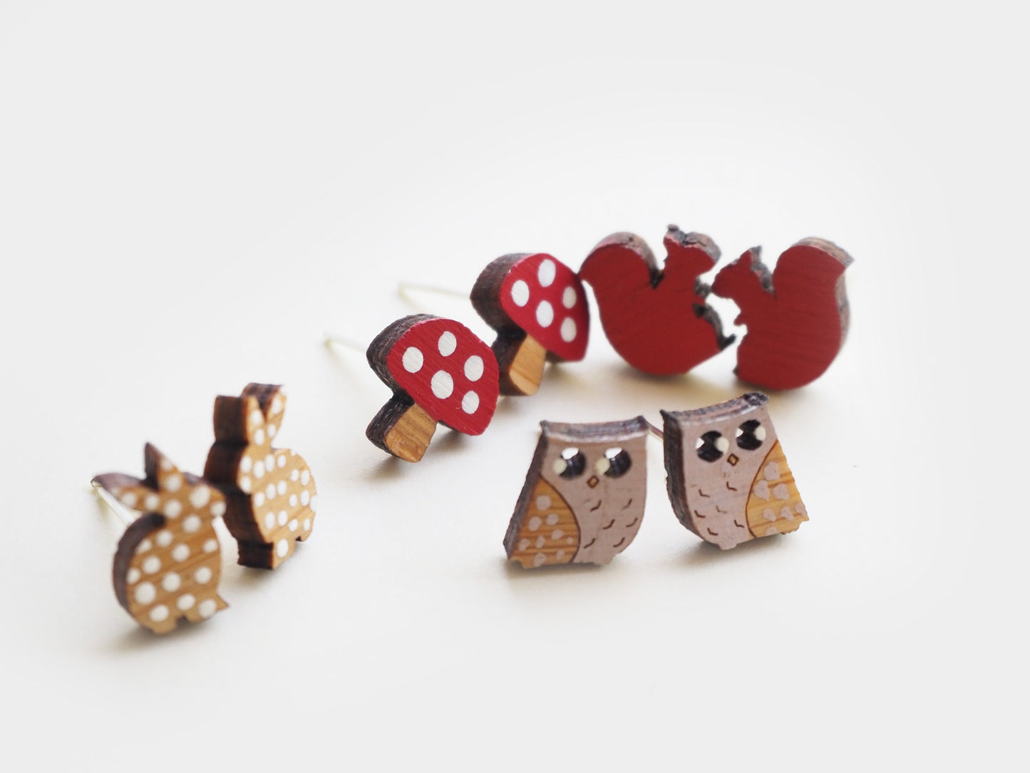 Wooden Rabbit Stud Earrings, Eco Friendly Gifts, Woodland Animals, Easter Gifts