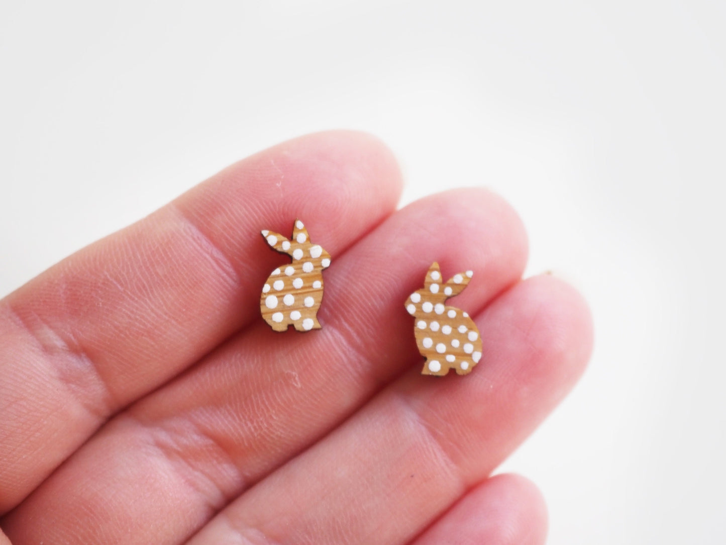 Wooden Rabbit Stud Earrings, Eco Friendly Gifts, Woodland Animals, Easter Gifts