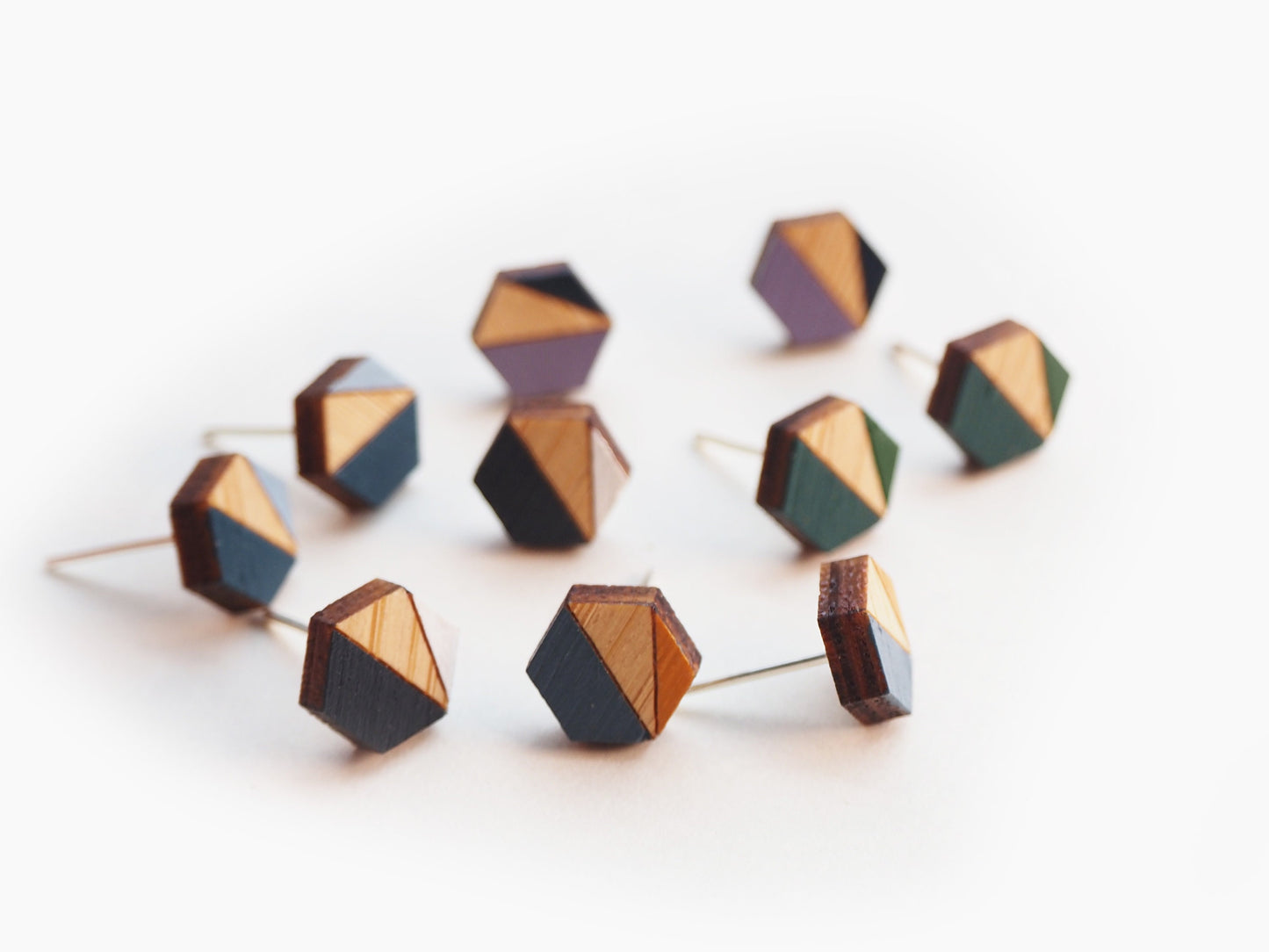 Hexagon Earrings, Geometric Earrings, Hexagon Jewellery, Geometric Stud Earrings, Grey and White, Geometric Earrings, Gift For Her