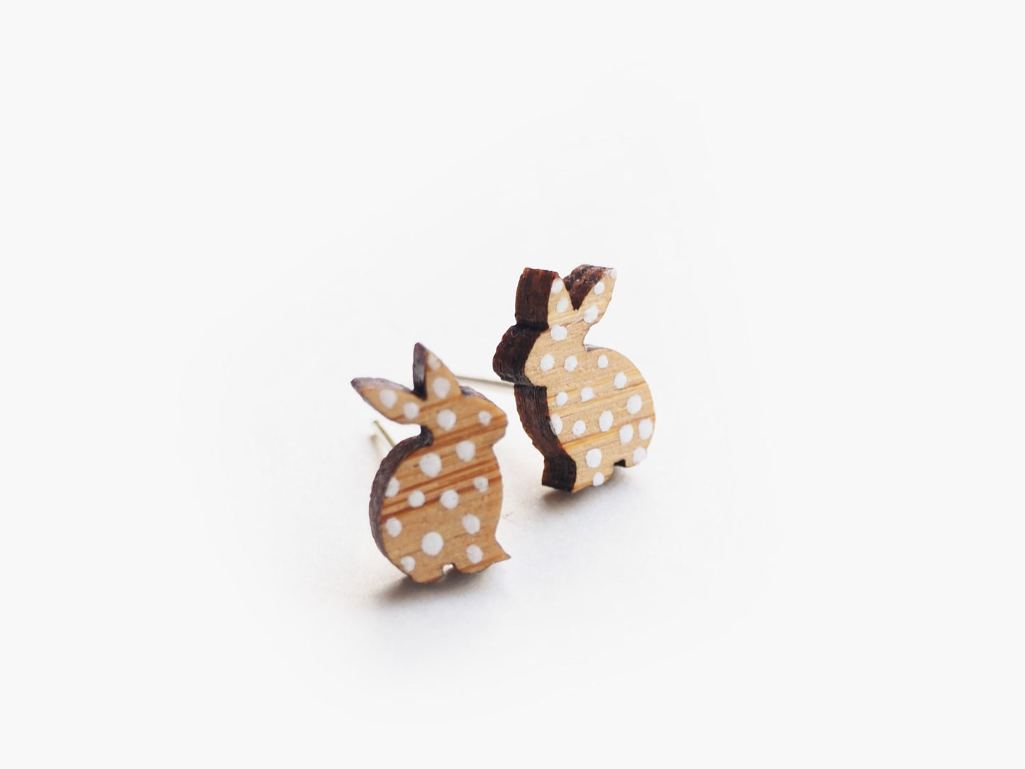 Wooden Rabbit Stud Earrings, Eco Friendly Gifts, Woodland Animals, Easter Gifts