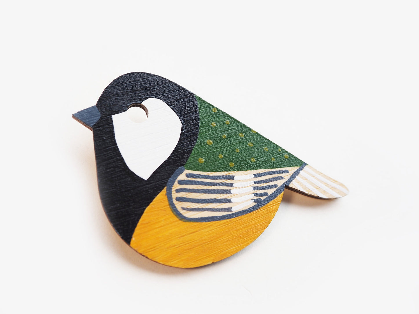 Great Tit Bird Brooch, Wooden Bird Brooch, Bird Gifts, British Birds, Bird Pin