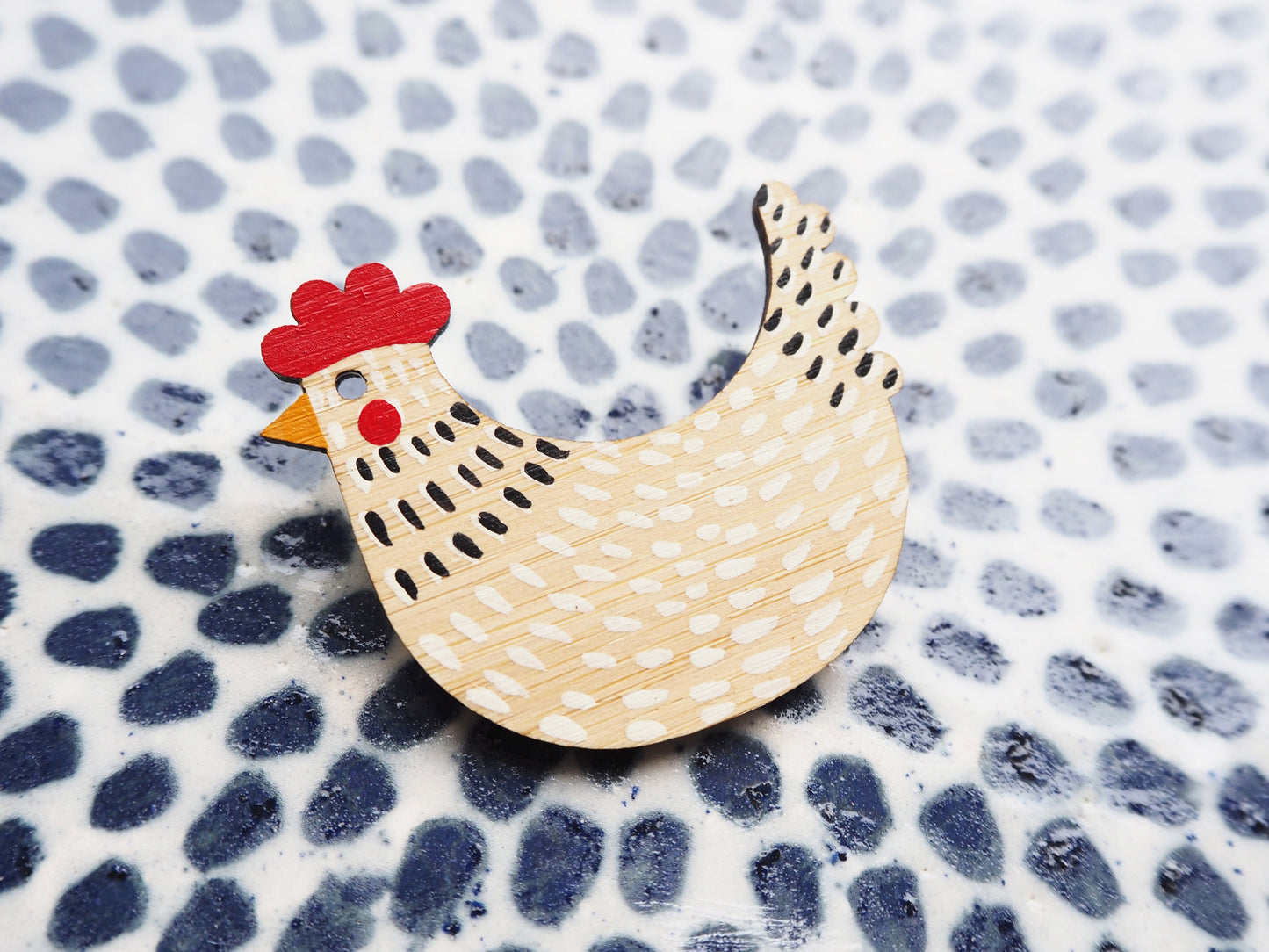 Chicken Brooch, Hen Brooch, Chicken Gifts, Hand Painted Hen, Pin, Light Sussex Chicken