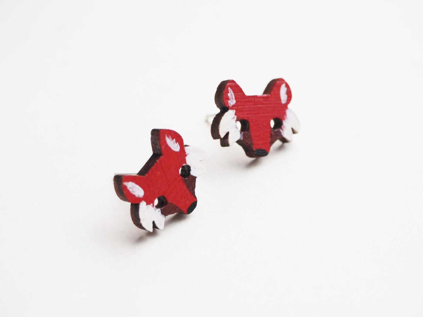 Fox Earrings / Wooden Earrings / Fox Gifts / Fox Studs