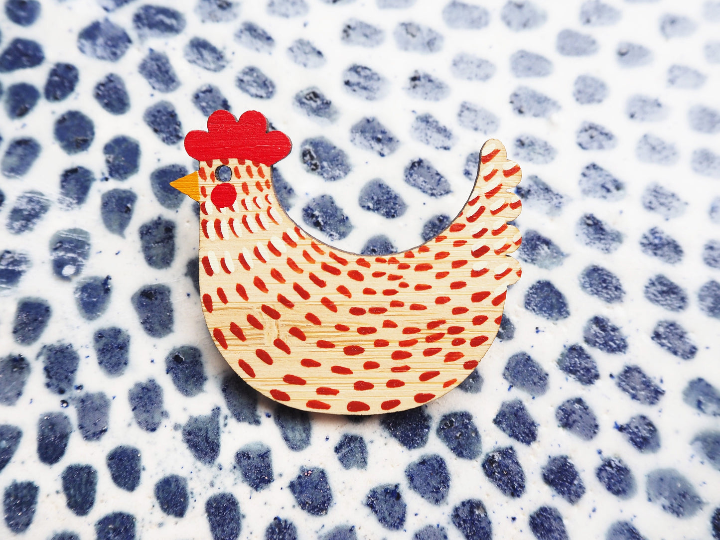 Chicken Brooch, Hen Brooch, Chicken Gifts, Hand Painted Hen, Wooden Chicken Brooch