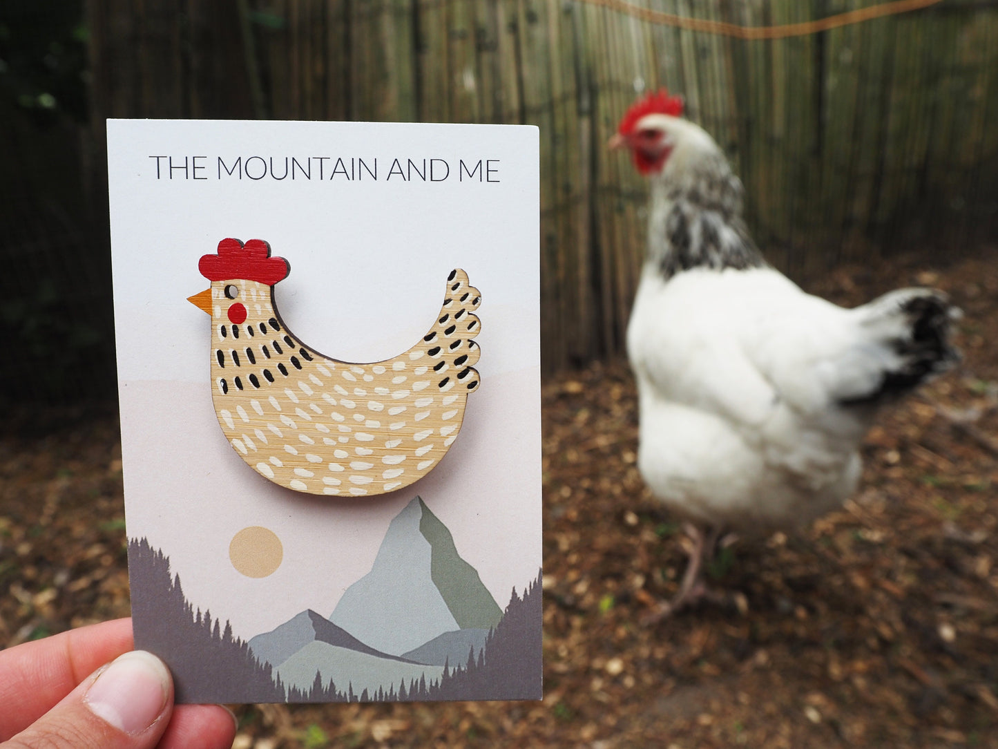 Chicken Brooch, Hen Brooch, Chicken Gifts, Hand Painted Hen, Pin, Light Sussex Chicken