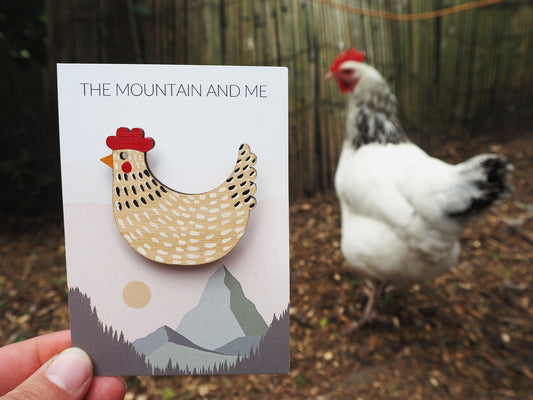 Chicken Brooch, Hen Brooch, Chicken Gifts, Hand Painted Hen, Pin, Light Sussex Chicken