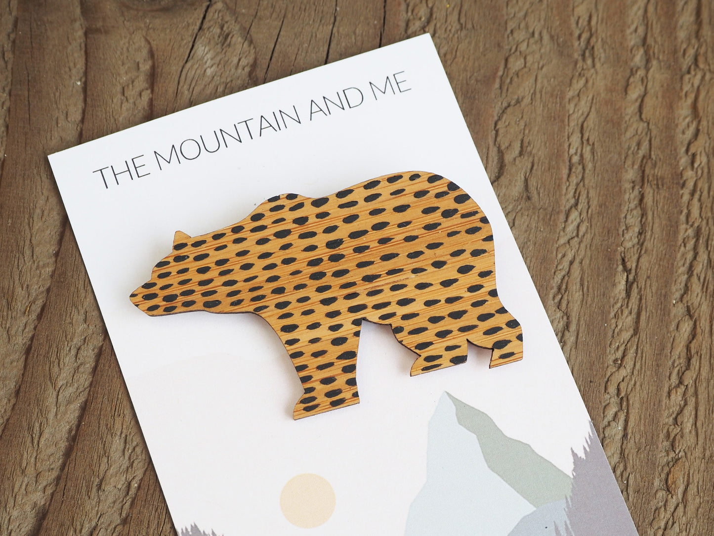 Wooden Bear Pin Brooch, Grizzly Bear Brooch, Bear Gifts