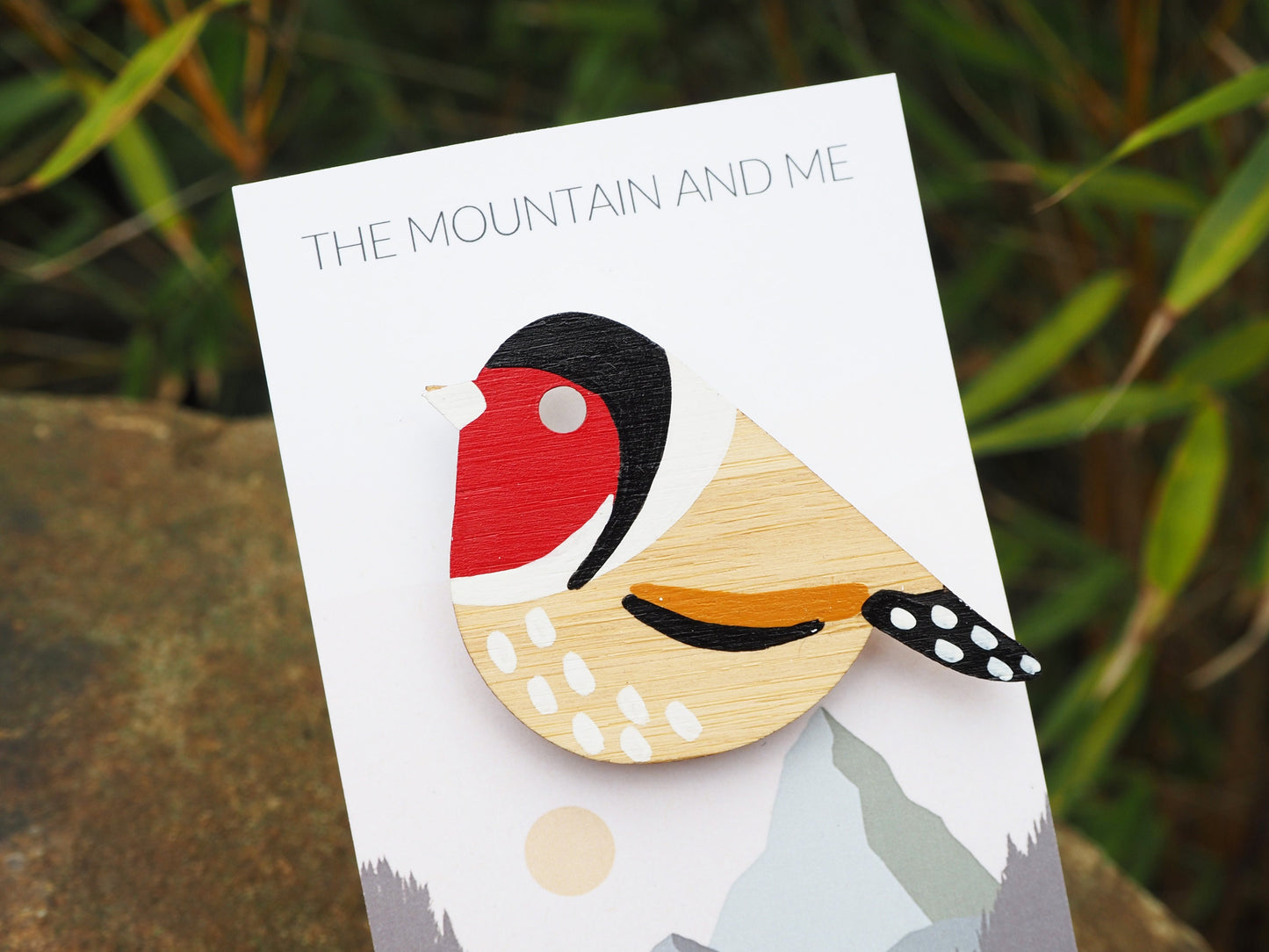 Wooden Bird Brooch, Goldfinch, Bird Jewellery, Bird Gifts, British Birds, Gifts for Bird Watchers, Bird Pin