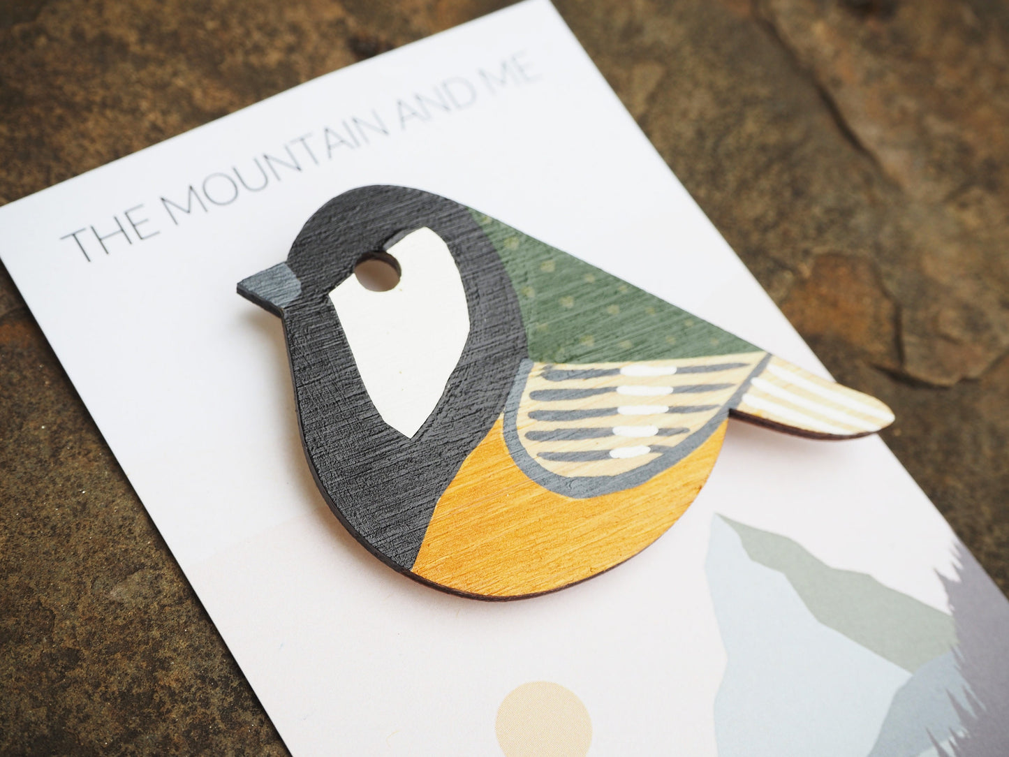 Great Tit Bird Brooch, Wooden Bird Brooch, Bird Gifts, British Birds, Bird Pin