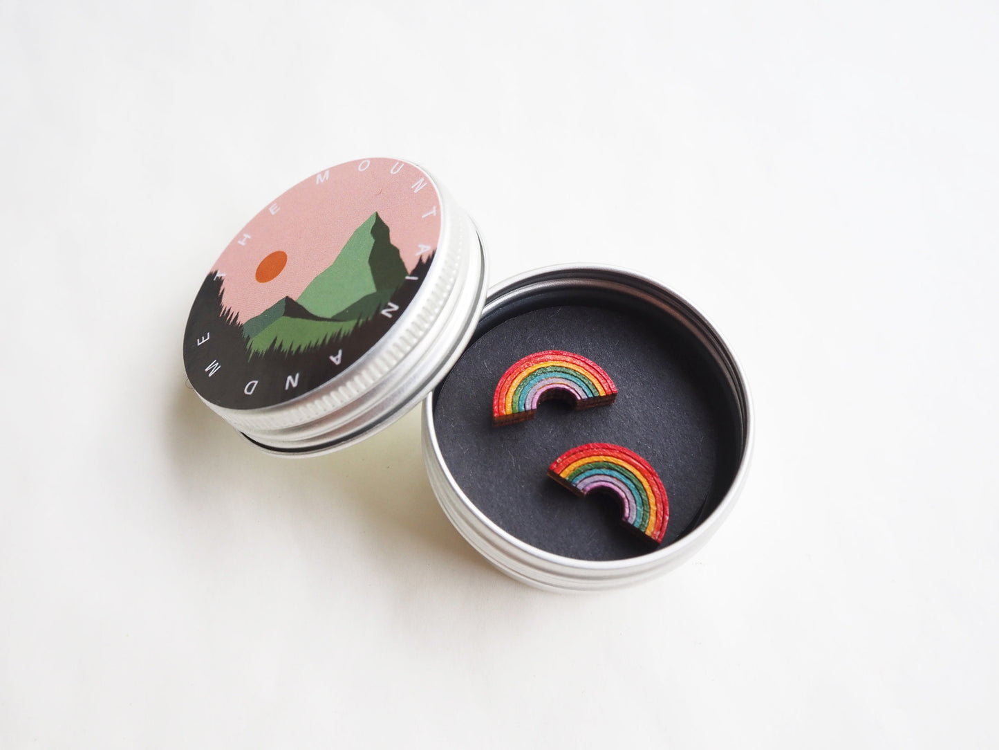 Small Hand Painted Wooden Rainbow Stud Earrings UK, Pride Earrings, Eco Friendly Gifts