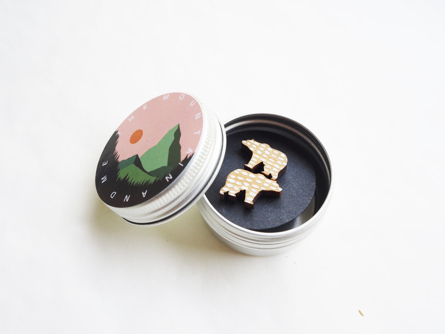 Polar Bear Earrings, Bear Stud Earrings, Hand Painted Wooden Earrings, Sustainable Earrings