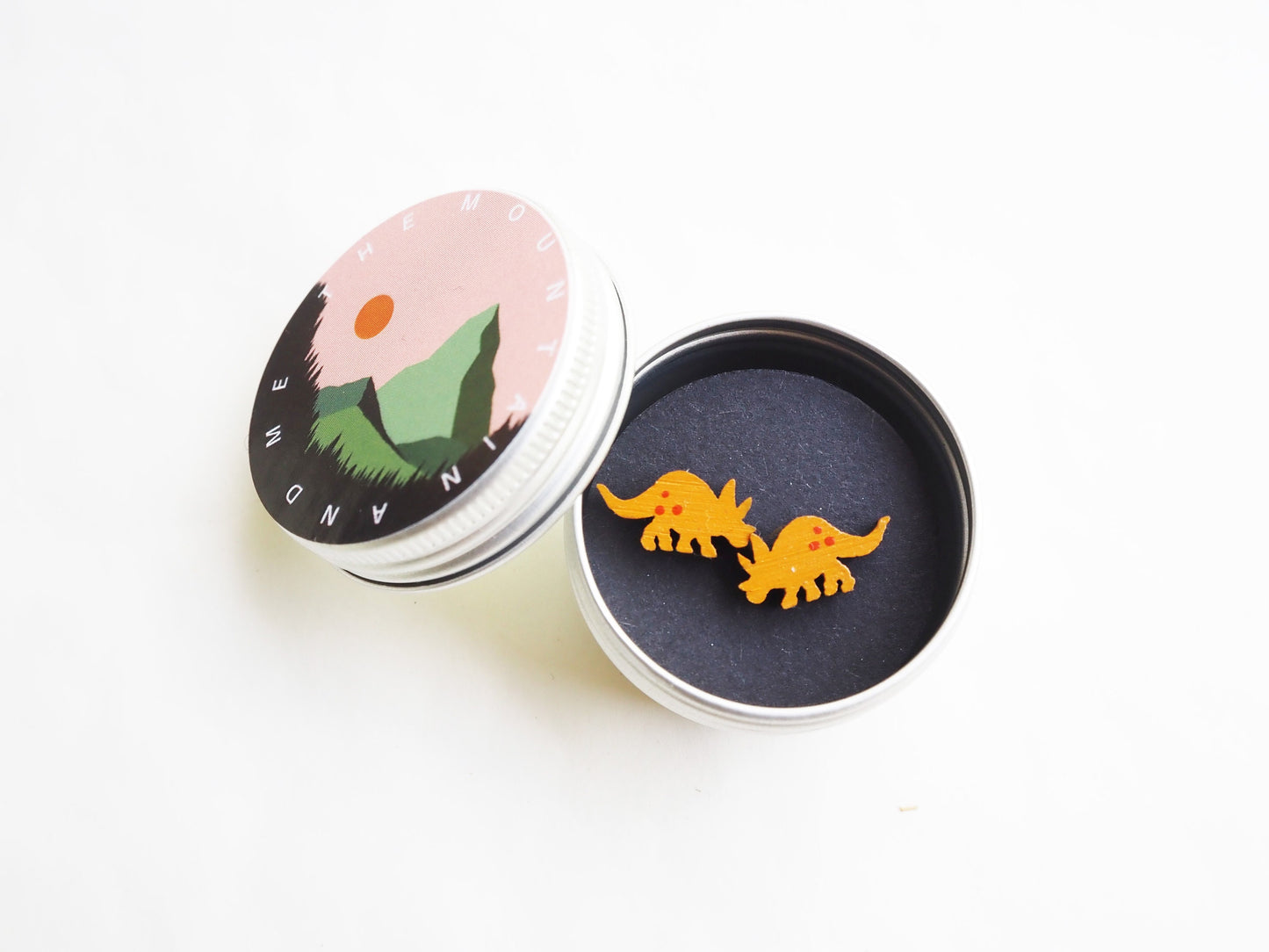 Yellow Dinosaur Earrings, Dinosaur Jewellery, Wooden Earrings, Triceratops Earrings