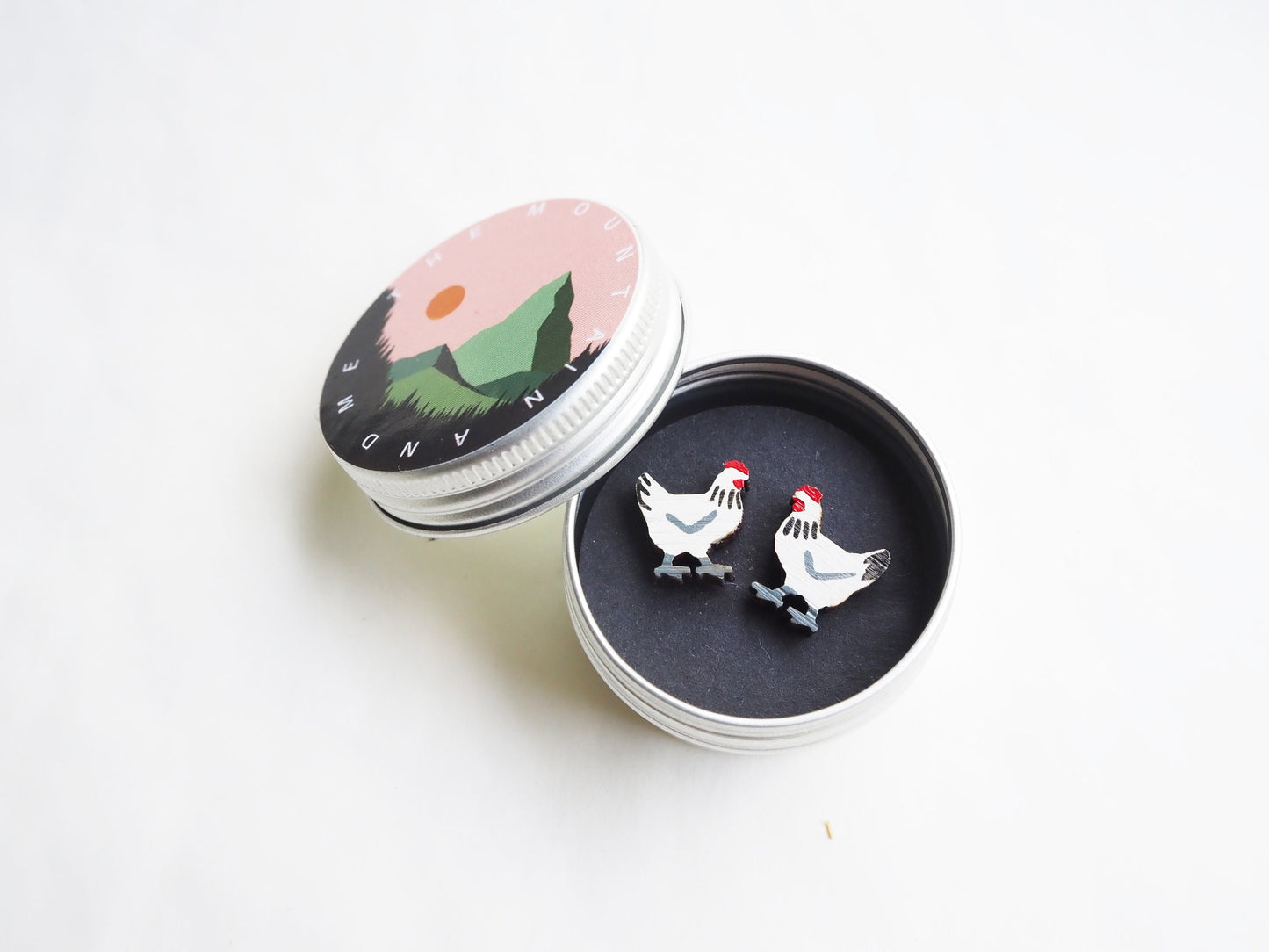 Hand Painted Chicken Stud Earrings,