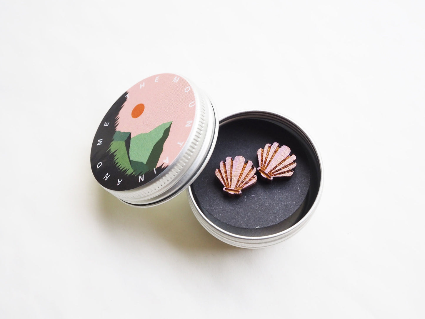Clam Shell Stud Earrings – Hand Painted Wooden Jewellery | The Mountain and Me