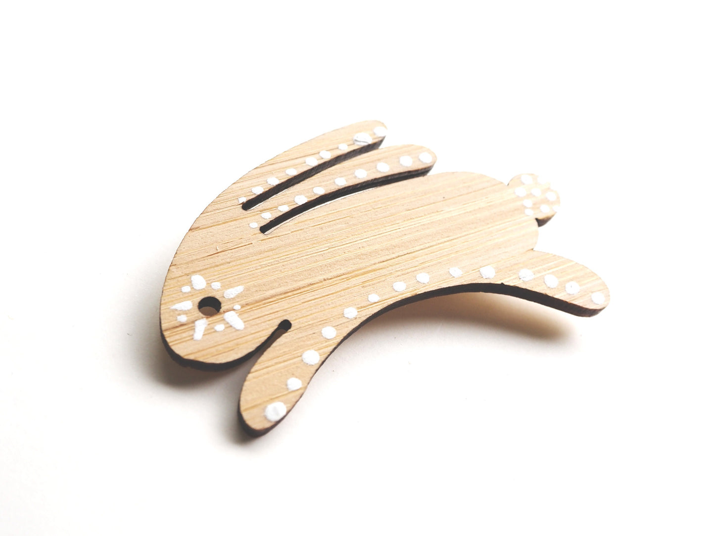 Rabbit Brooch – Hand Painted FSC Bamboo Hare Pin, Scandinavian Inspired