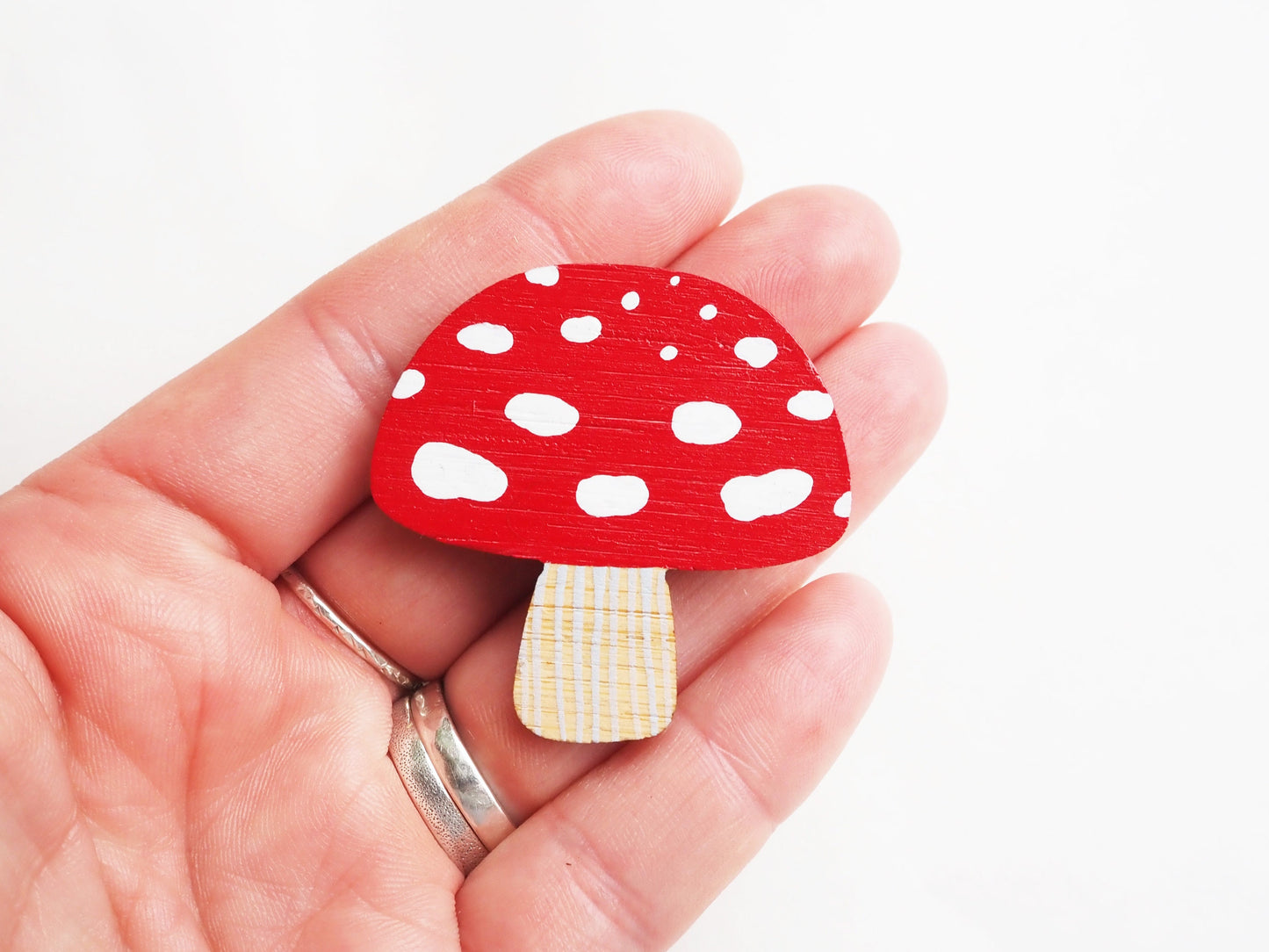 Bamboo Toadstool Brooch, Mushroom Brooch, Toadstool Pin Badge