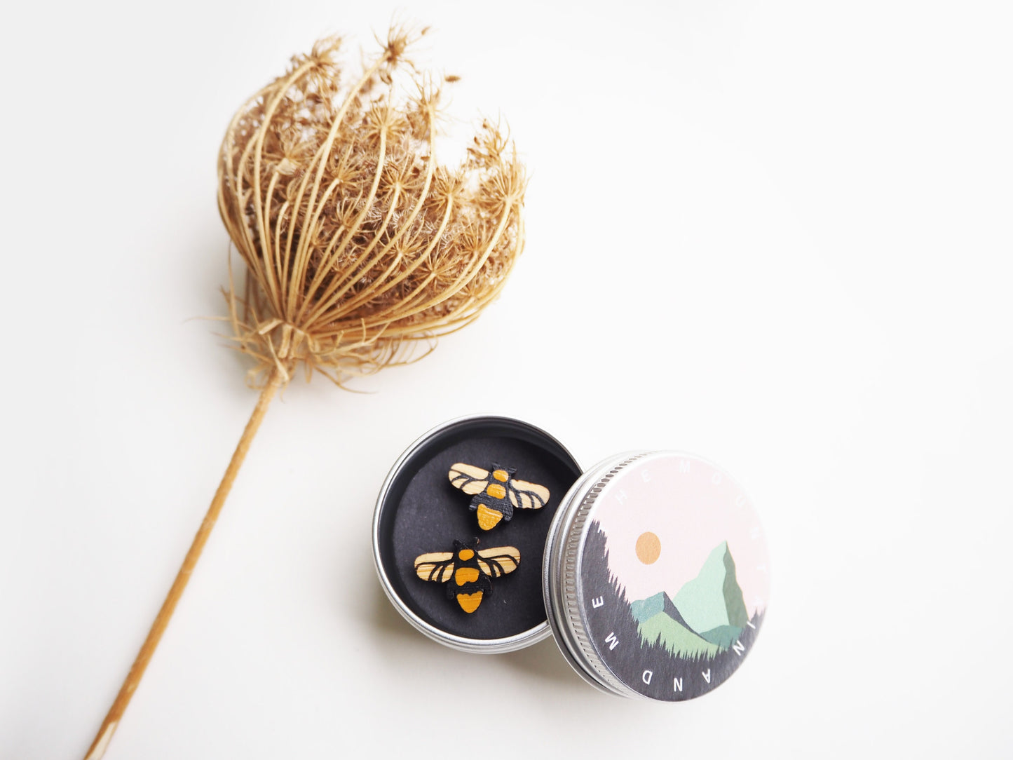 Hand Painted Bee Stud Earrings / Sustainable Bee Gifts