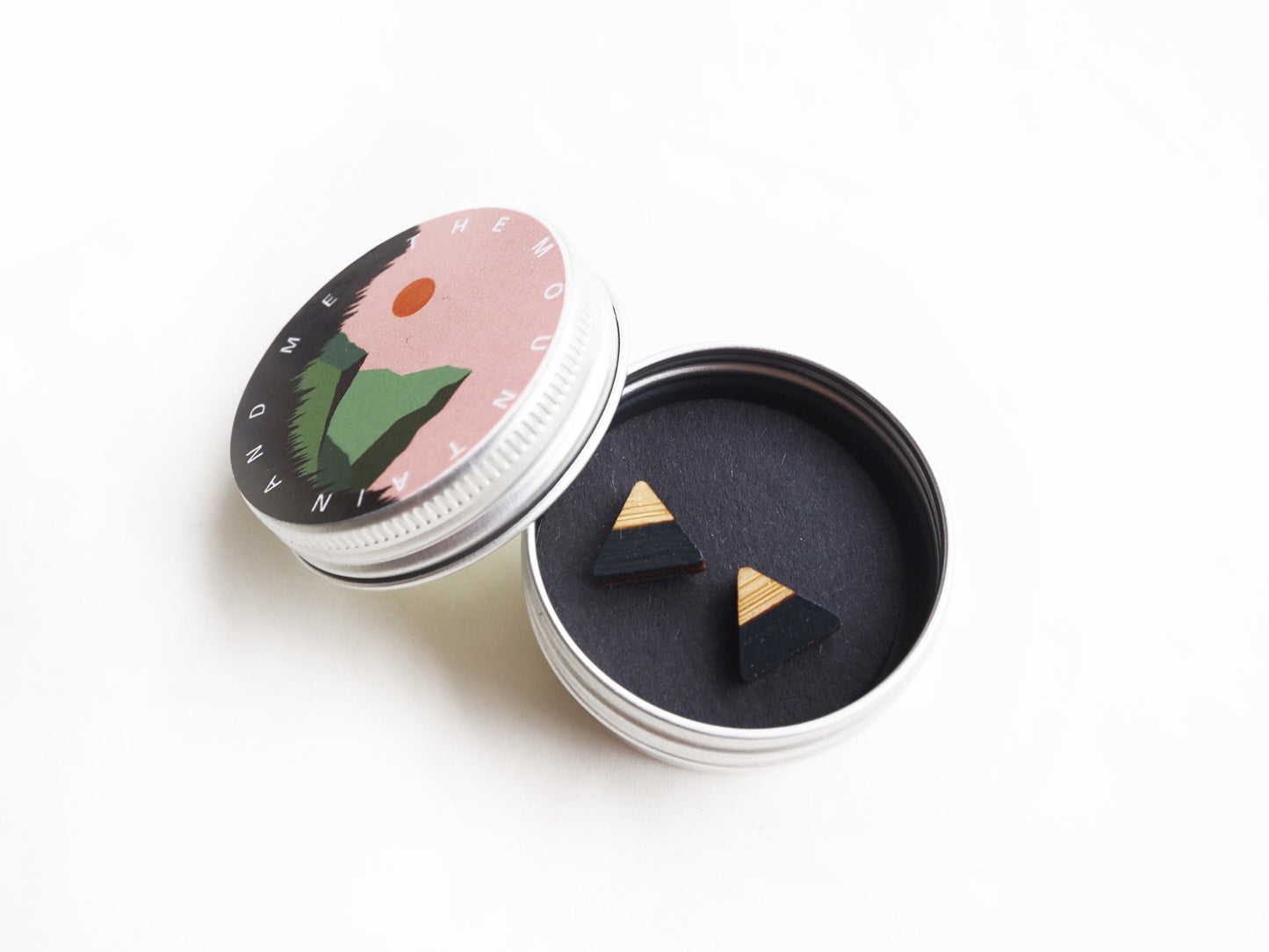 Mountain Earrings / Mountain Studs / Wooden Earrings / Gifts for Hikers