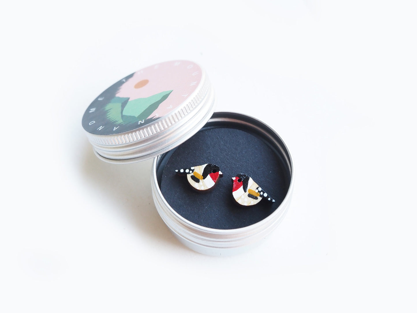 Goldfinch Earrings, Bird Studs, Wooden Earrings, Wooden Jewellery, Bird Gifts For Her, Uk Garden Birds