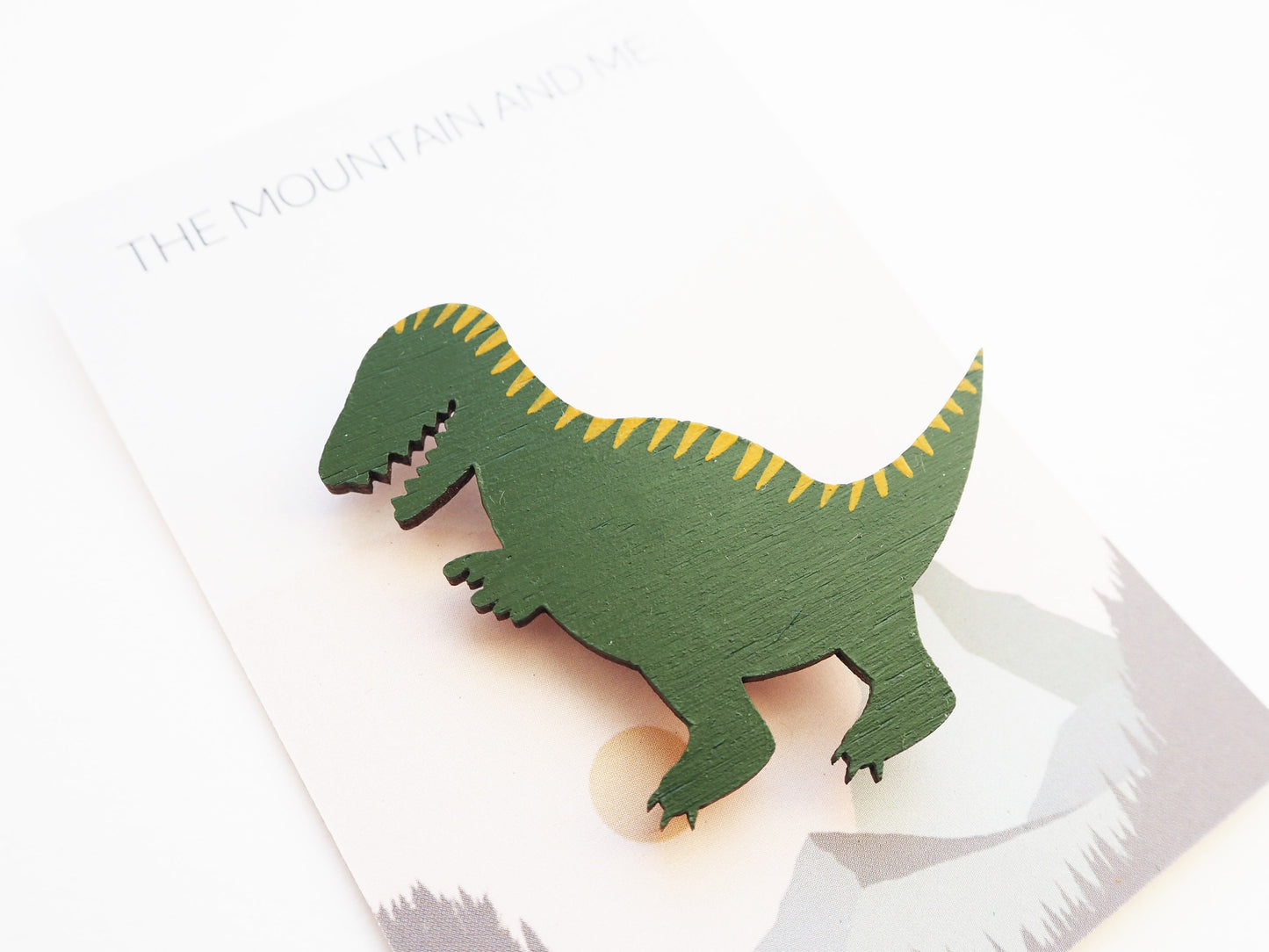 Dinosaur Brooch, T-rex Gifts, Wooden Dinosaur
