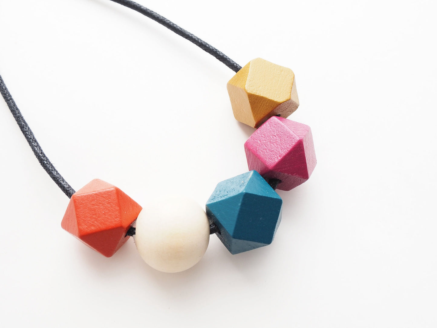 Rainbow Wooden Geometric Necklace, Bright Necklace, Sustainable Gifts for Her