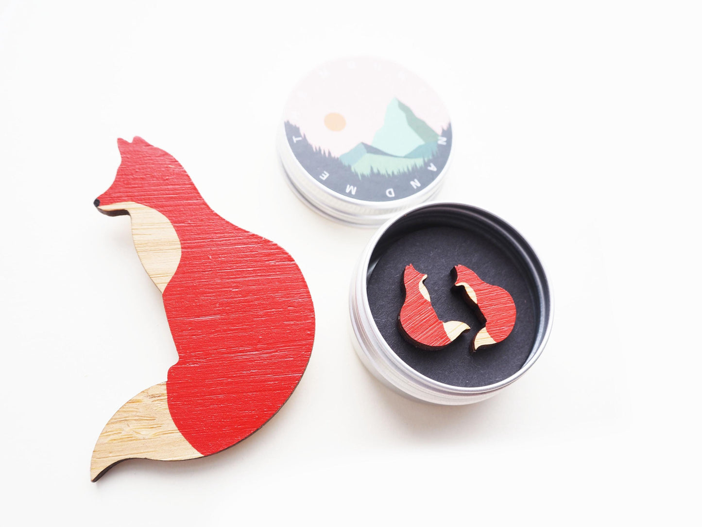 Hand Painted Fox Stud Earrings, Laser Cut Foxes, Woodland Themed Gifts