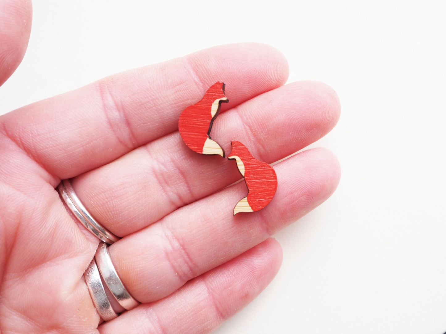 Hand Painted Fox Stud Earrings, Laser Cut Foxes, Woodland Themed Gifts