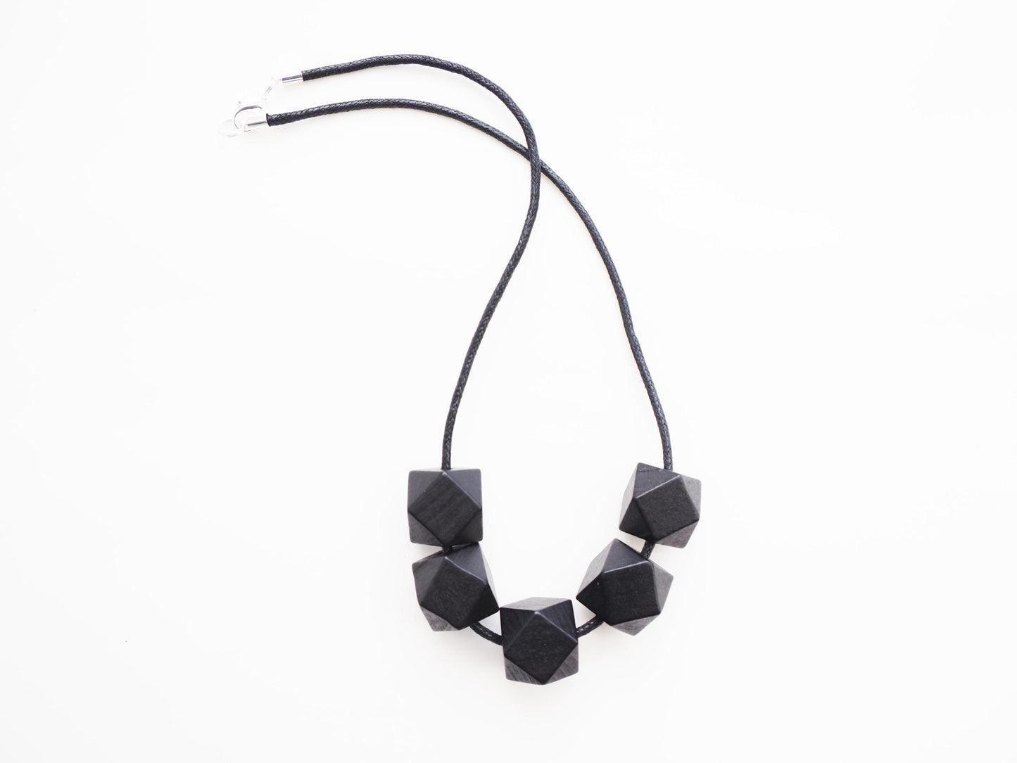 Geometric Wooden Bead Necklace / Black Necklace / Sustainable Gifts for Her