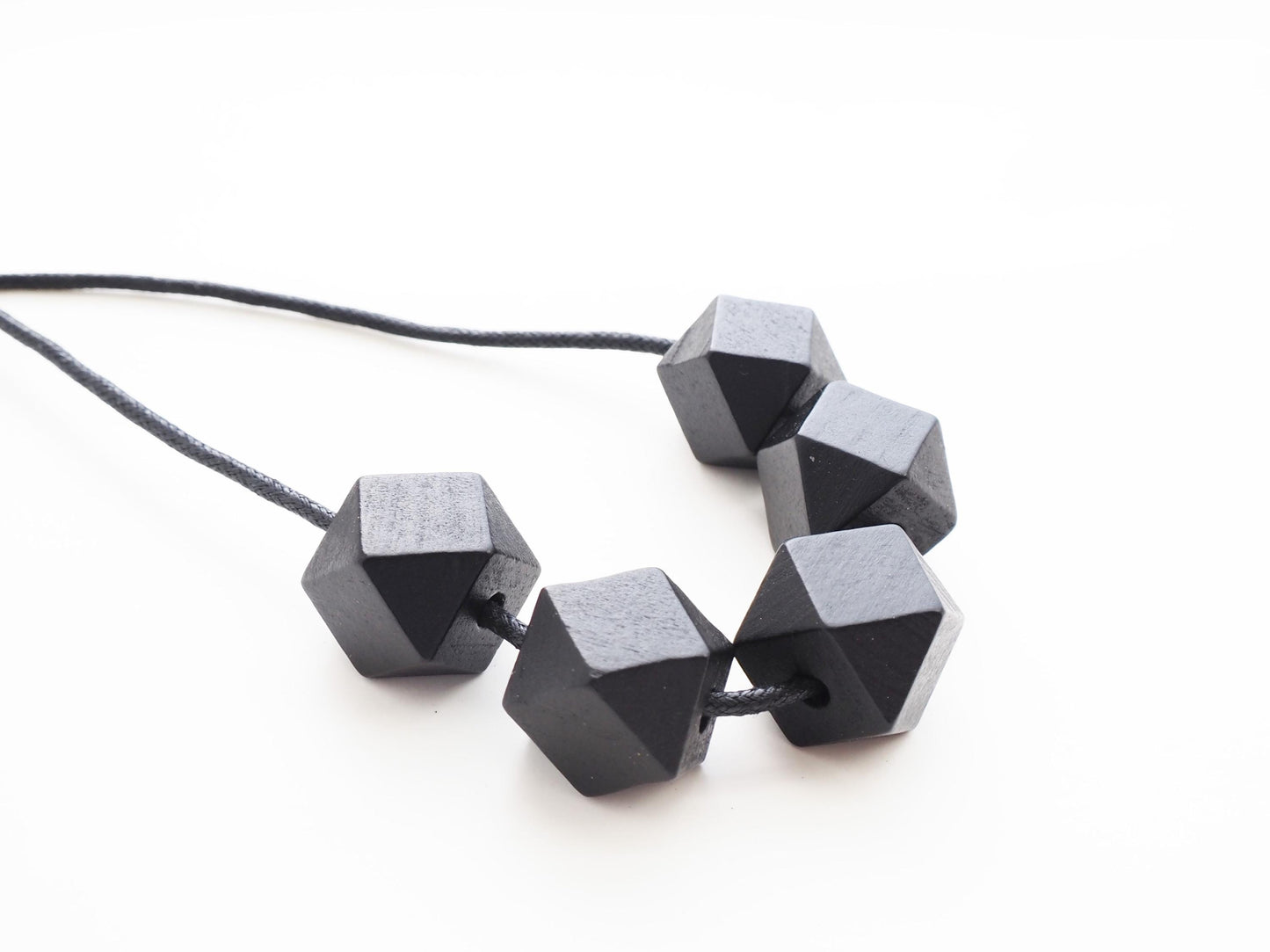 Geometric Wooden Bead Necklace / Black Necklace / Sustainable Gifts for Her