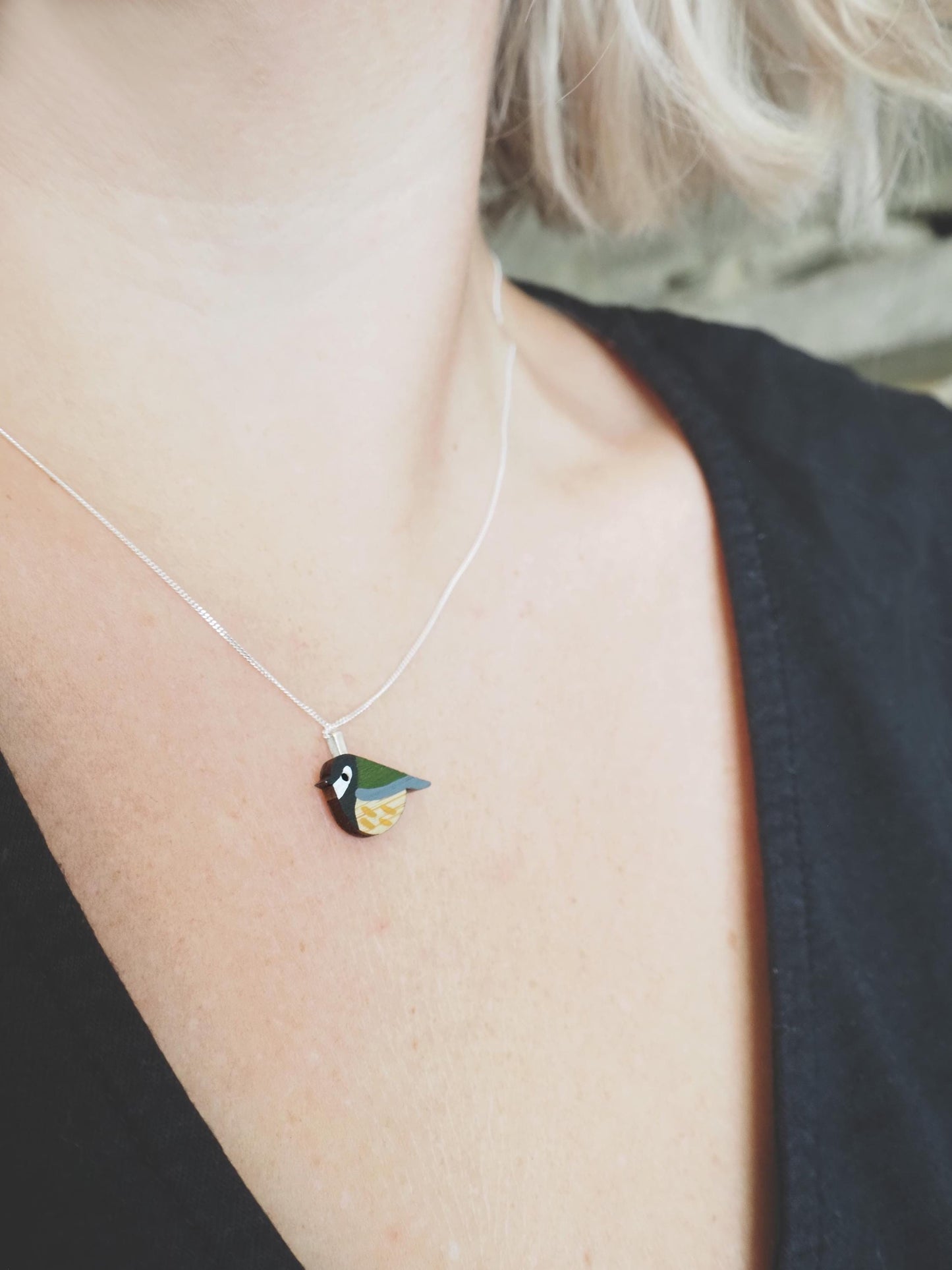 Great Tit Sterling Silver Necklace, Recycled Silver, Bird Necklace