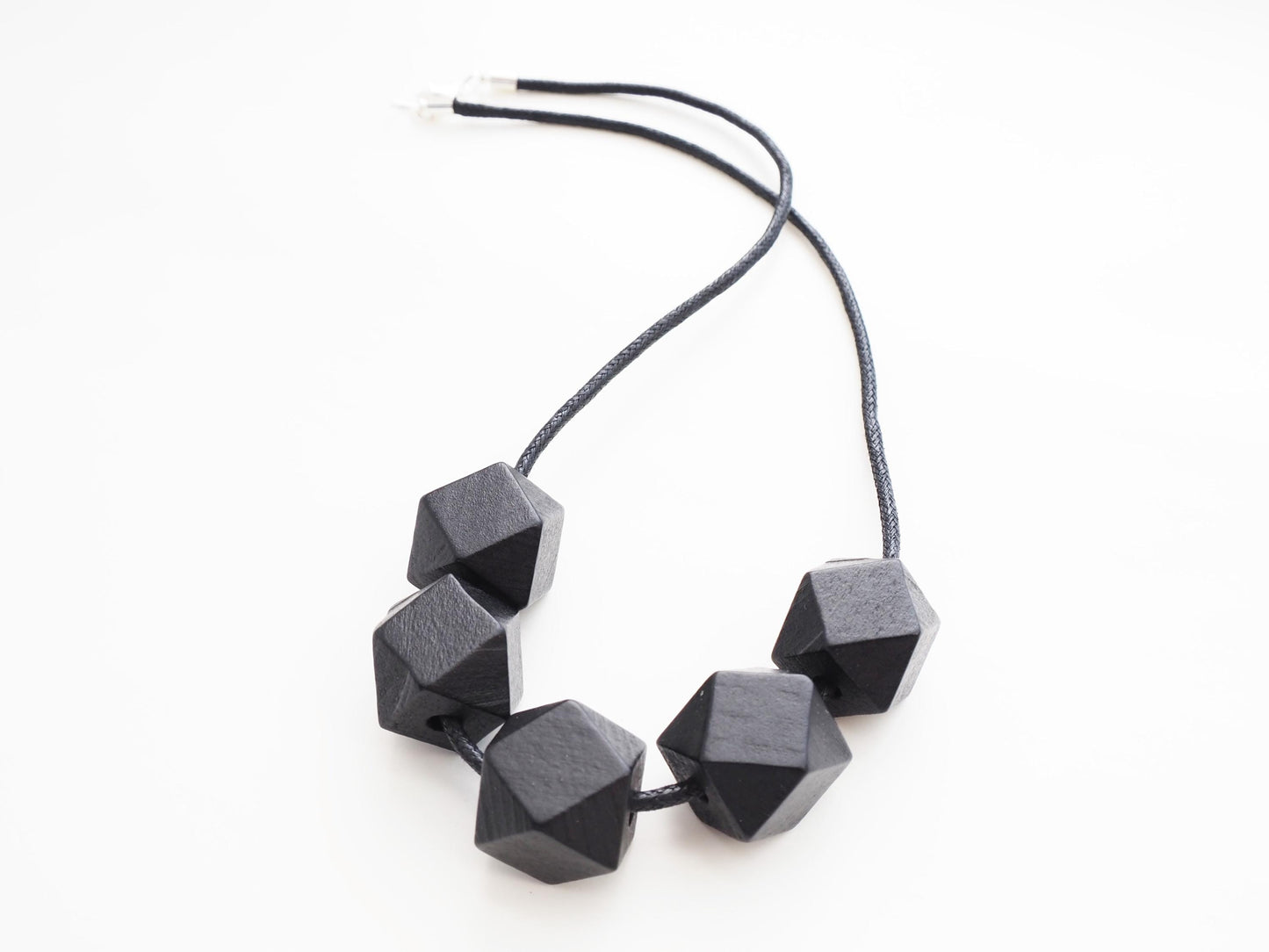 Geometric Wooden Bead Necklace / Black Necklace / Sustainable Gifts for Her