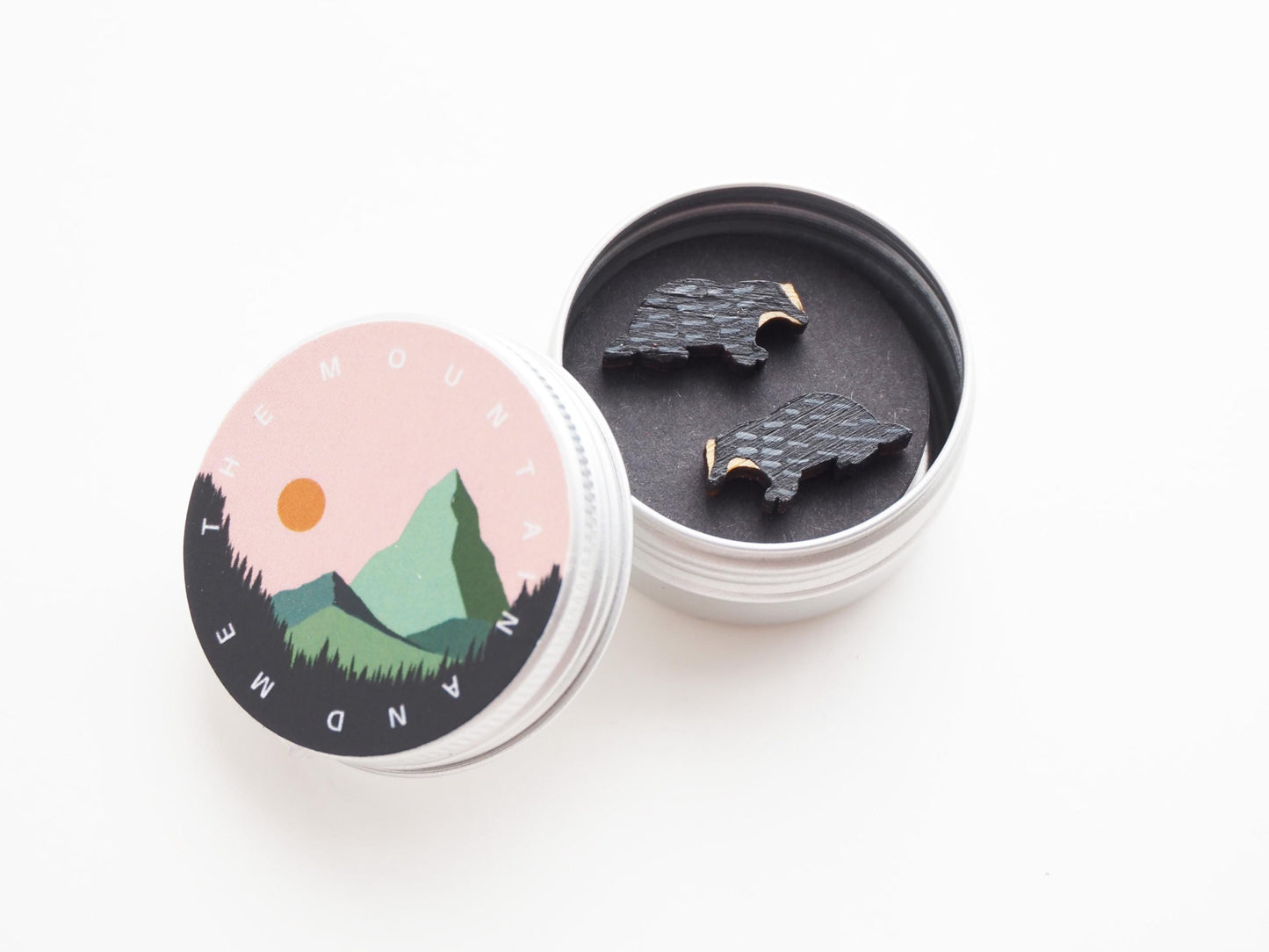 Badger Earrings, Wooden Studs, Gifts For Her, British Wildlife