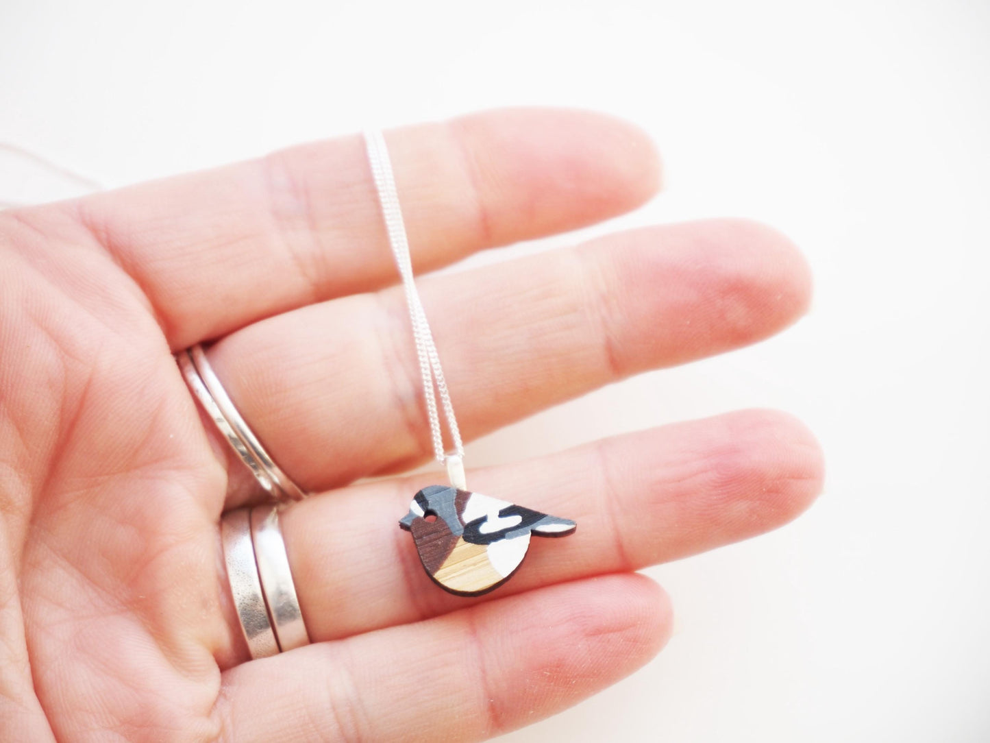 Chaffinch Sterling Silver Bird Necklace, Recycled Silver, Bird Necklace