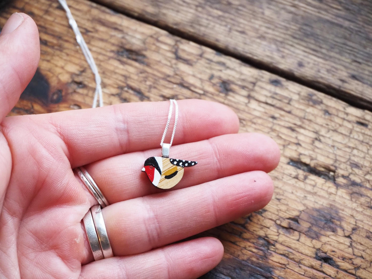 Goldfinch Bird Sterling Silver Necklace, Eco Friendly Sustainable Gift