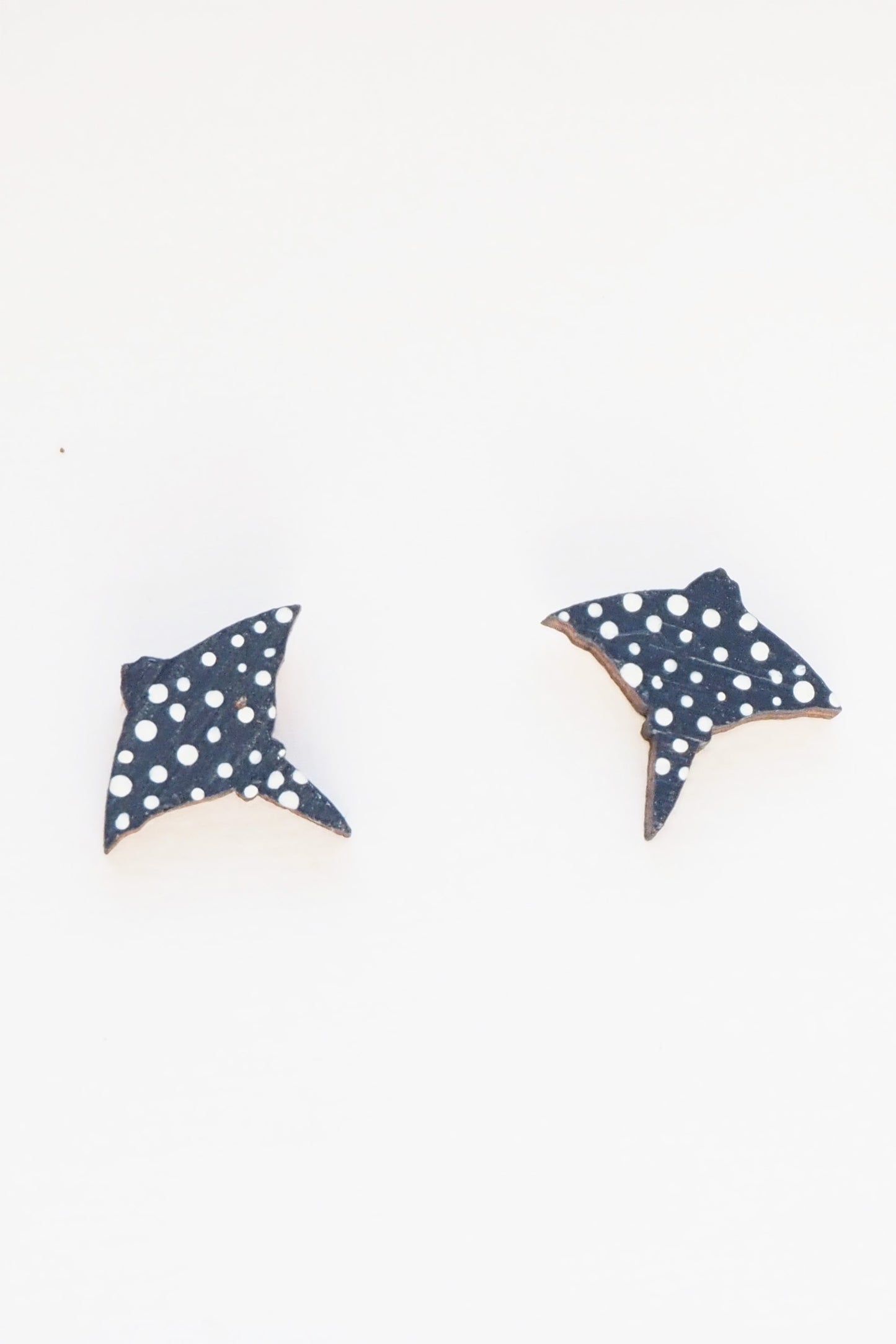 Hand Painted Manta Ray Stud Earrings