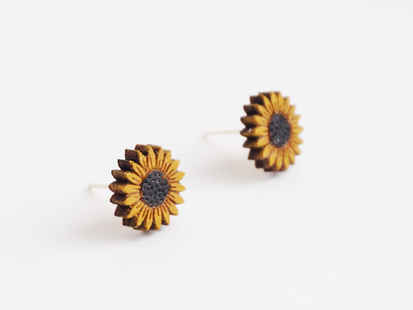 Hand Painted Wooden Sunflower Earrings | Sustainable Bamboo Jewellery Gift