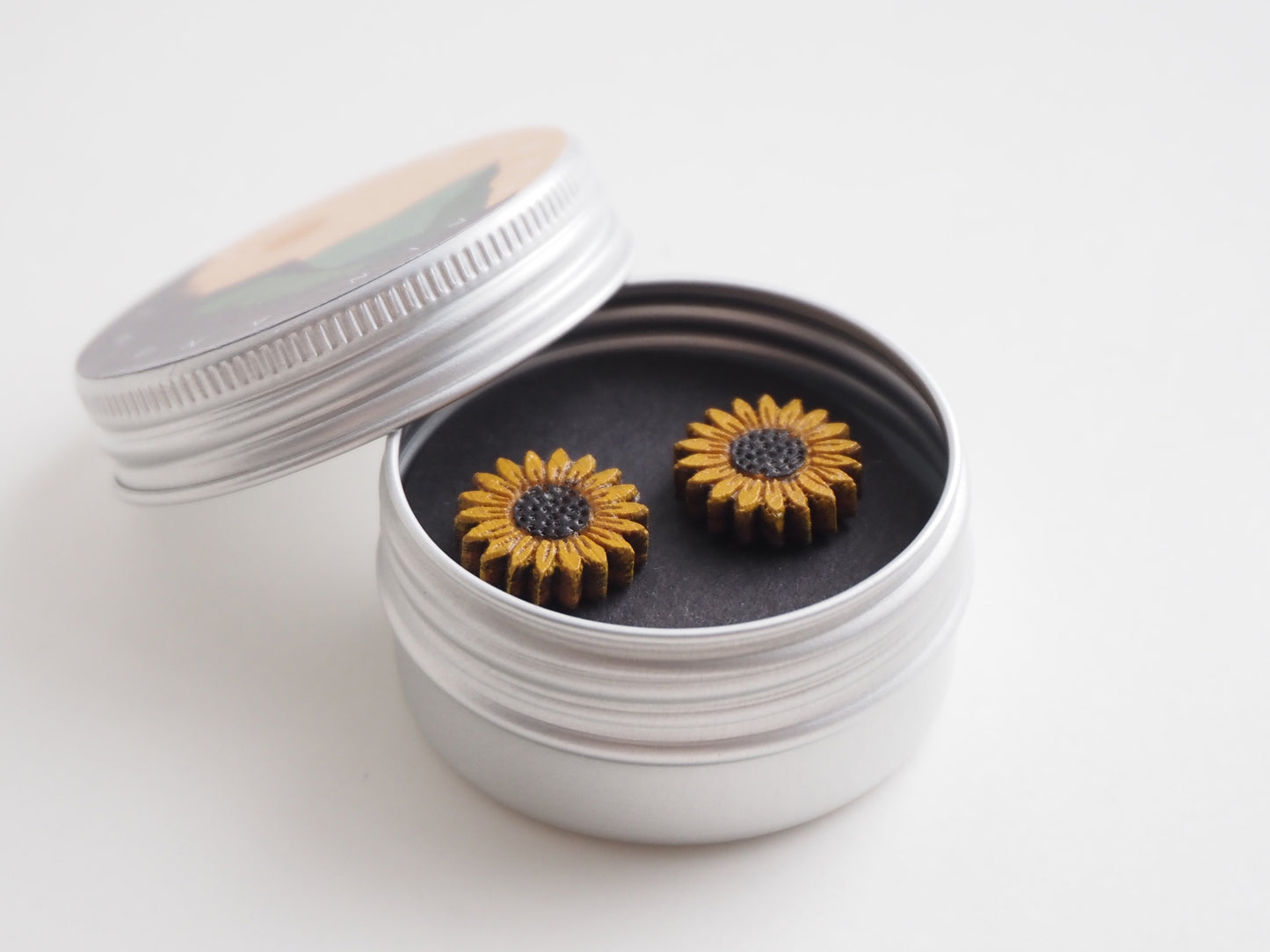 Hand Painted Wooden Sunflower Earrings | Sustainable Bamboo Jewellery Gift